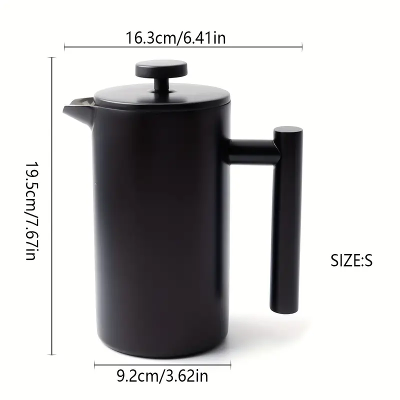 1pc double layer 304 stainless steel french pressure pot insulation hand brew coffee pot household juice pot milk tea bean milk pot manual coffee containers coffee accessories details 3