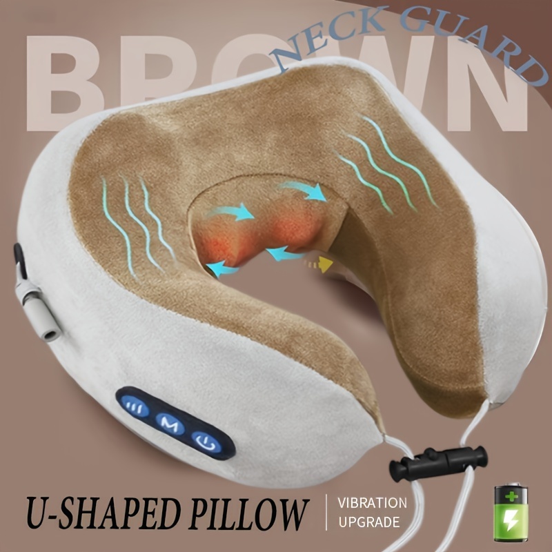 U shaped Travel Pillow Neck Massager With Heat And Vibration - Temu