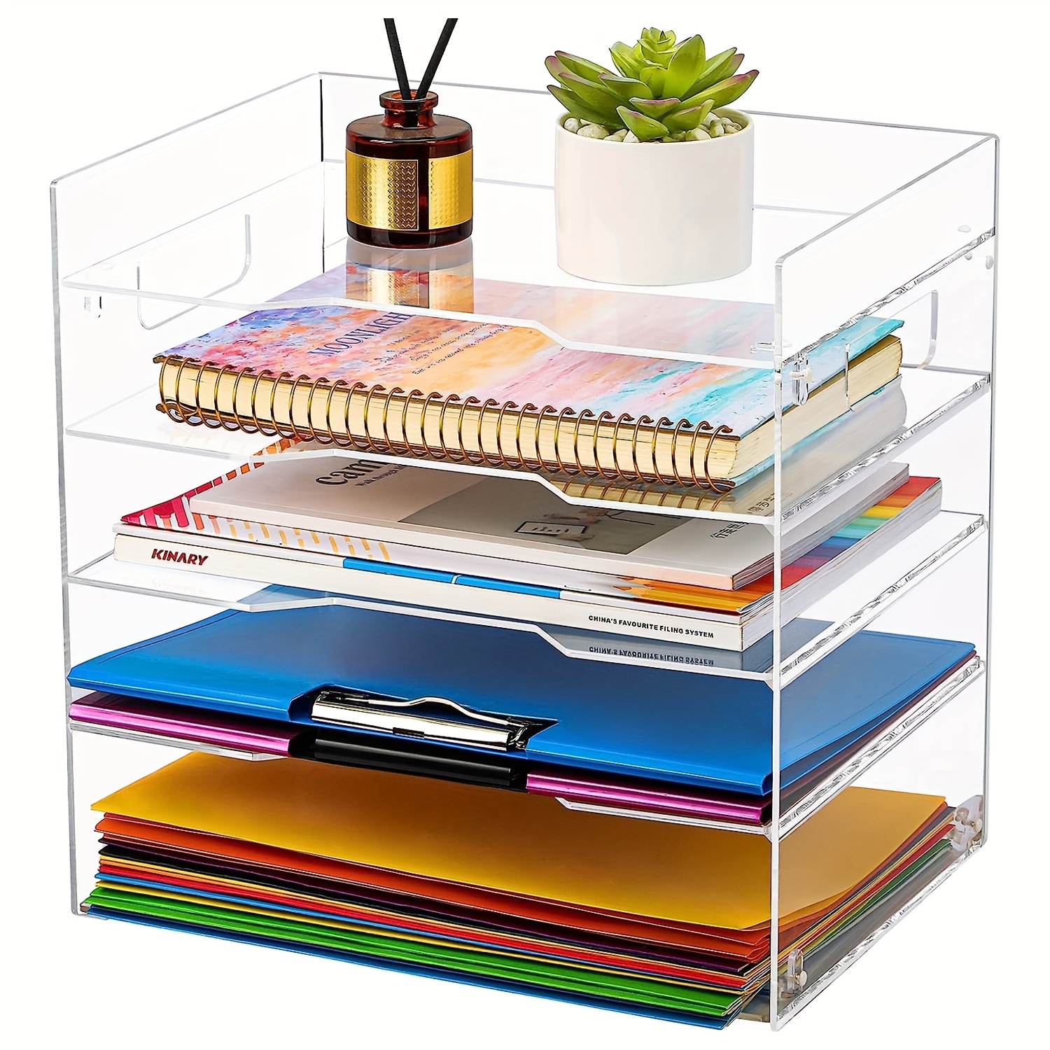 Paper Organizer Tray, Acrylic Desk Organizer, Clear Paper Tray