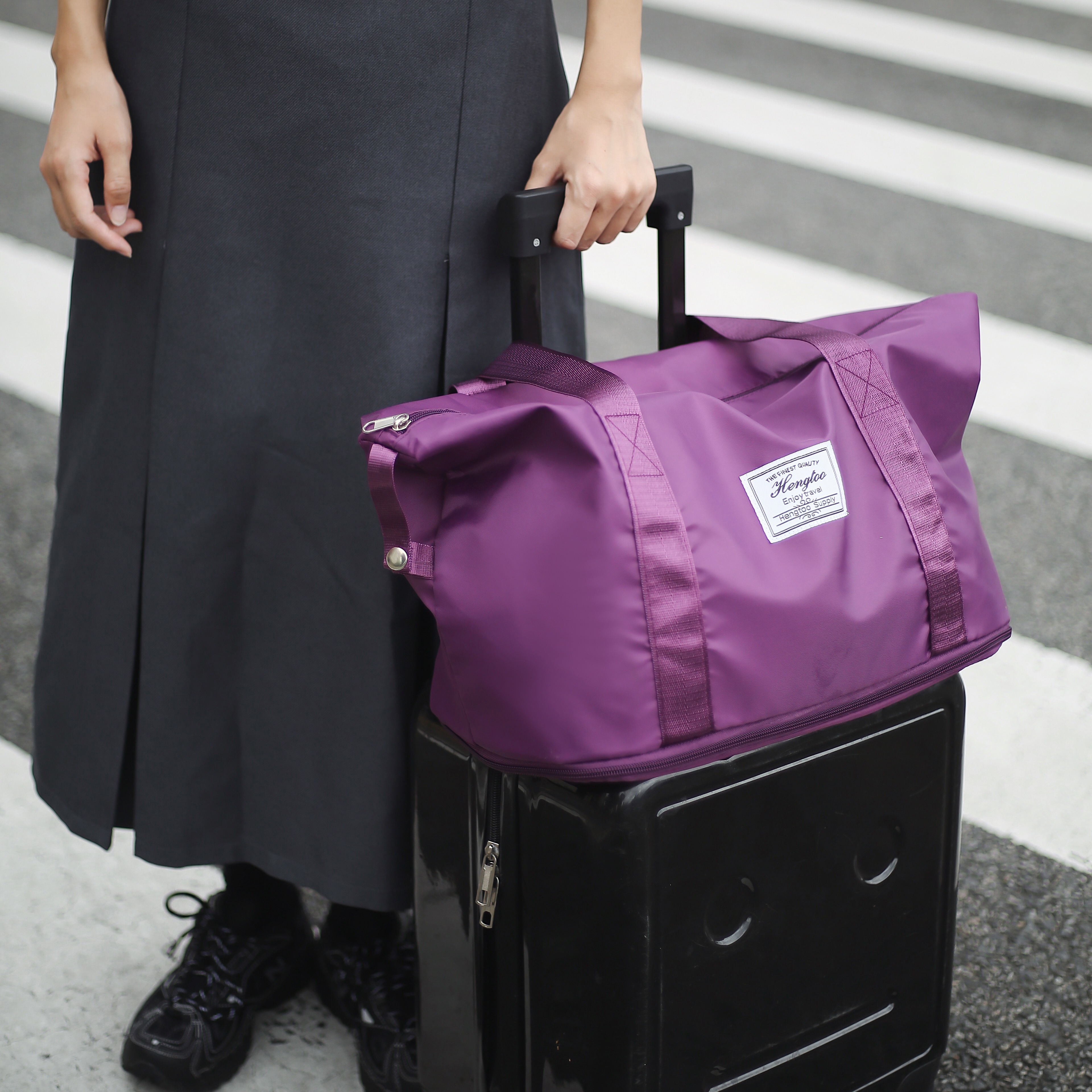 Violet - Sac de voyage pliable pour femme, grande capacité, bagage
