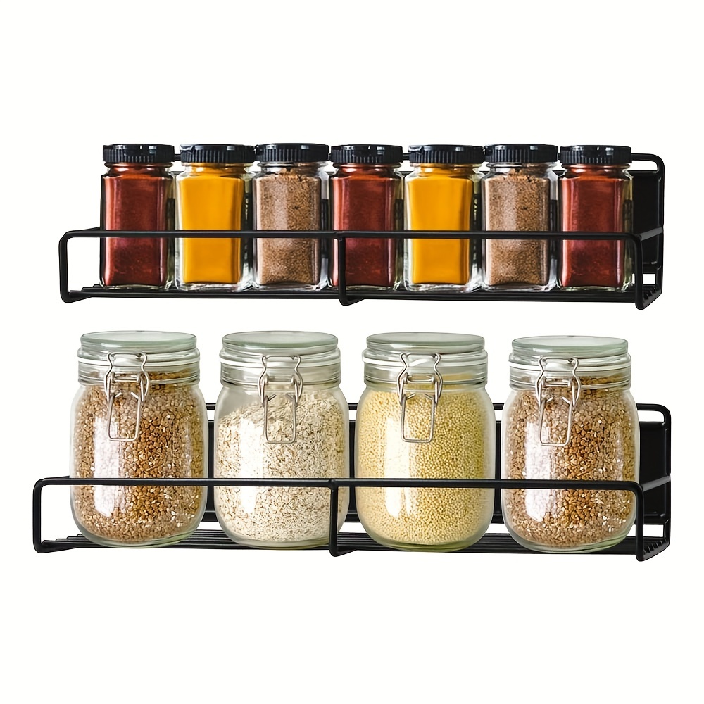 Spice Rack Organizer, Wall Mounted Hanging Seasoning Spice Organizer Rack,  Spice Rack Storage For Cabinet, Wall Mounted Spice Rack Organizer With  Hooks For Kitchen Bathroom - Temu