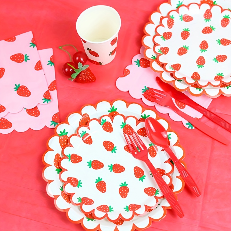 Disposable Strawberry Party Cups Berry Sweet Birthday Party Tableware  Birthday Party Cups 