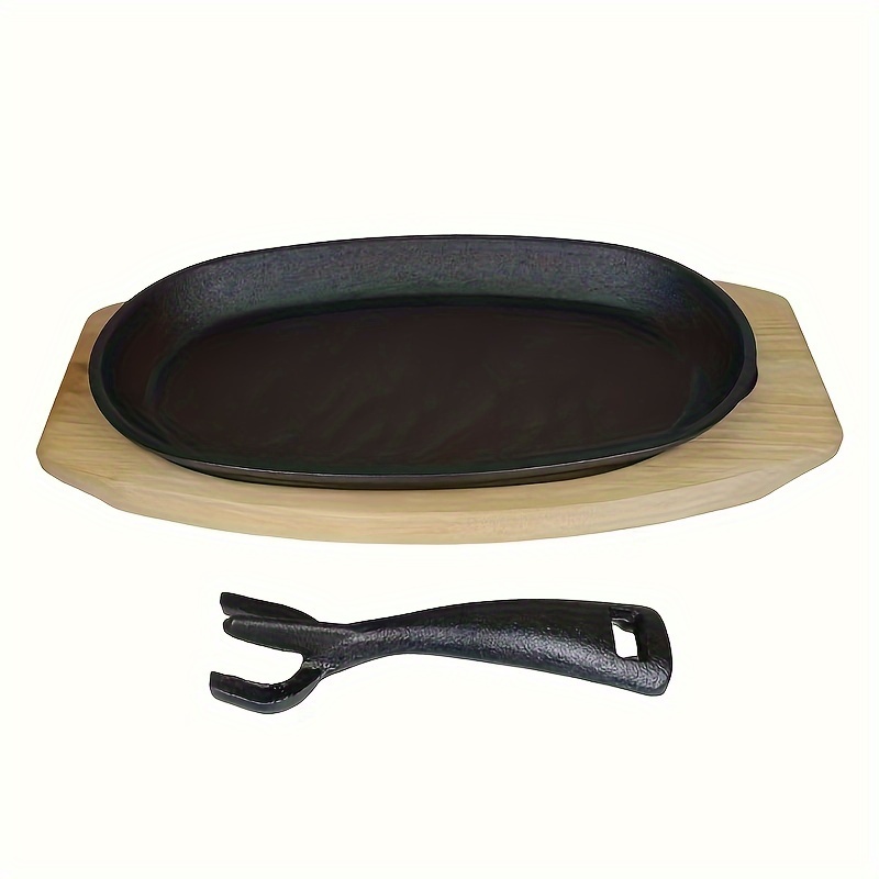 1set Cast Iron Plate With Iron Fork, Thickened Pizza Plate, Cast Iron  Plate, Barbecue Plate, Round Steak Plate, Household Cast Iron Rotisserie  Plate