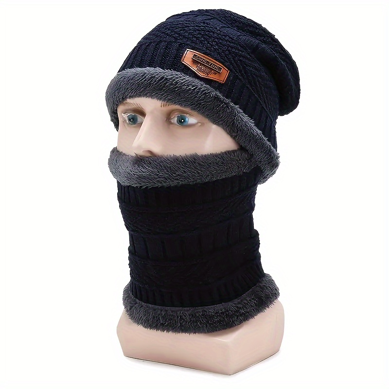 Pasamontañas Gorro Punto Cálido Bufanda Invierno Hombres - Temu