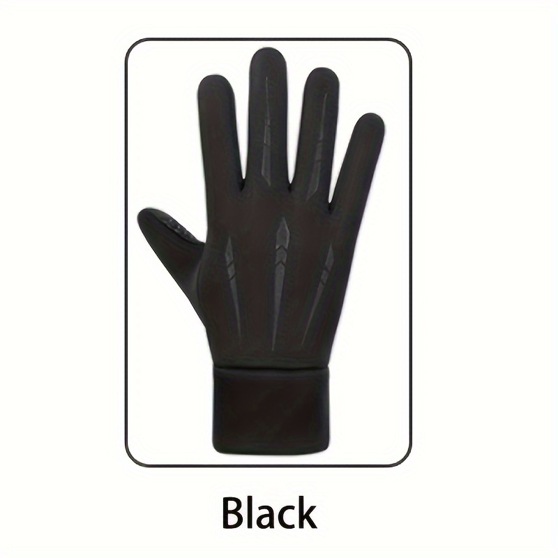 1 pair winter fleece warm gloves outdoor golf gloves motorcycle skiing cycling sports gloves, waterproof non-slip touch screen gloves black 0