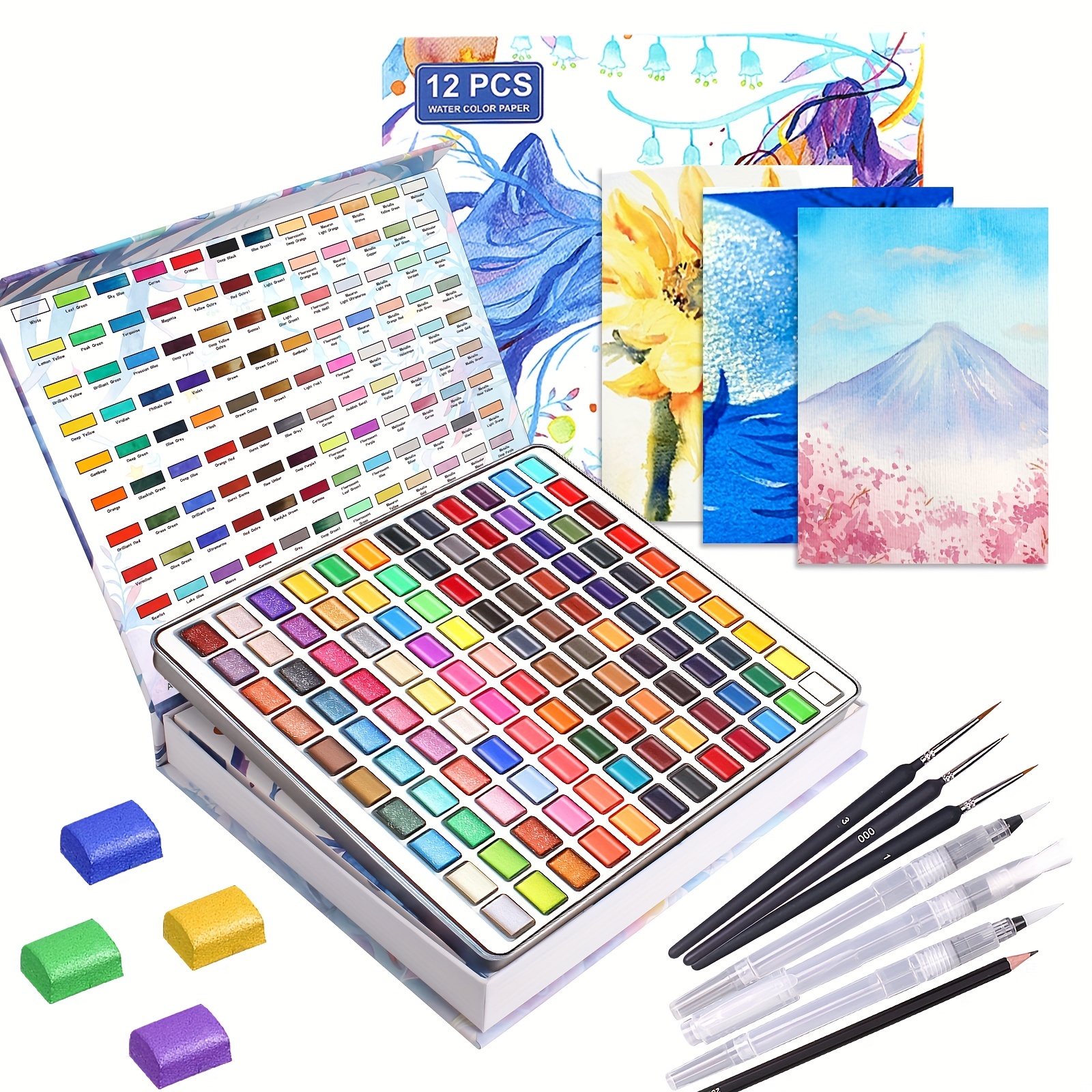 

Professional Art Watercolor Paint Gift Box Set - 120 Vibrant Colors - Metal Carrying Case - Very Beginner Lover & Professional Artist Watercolor Set, Back To School Gift For Students, Art Supplies