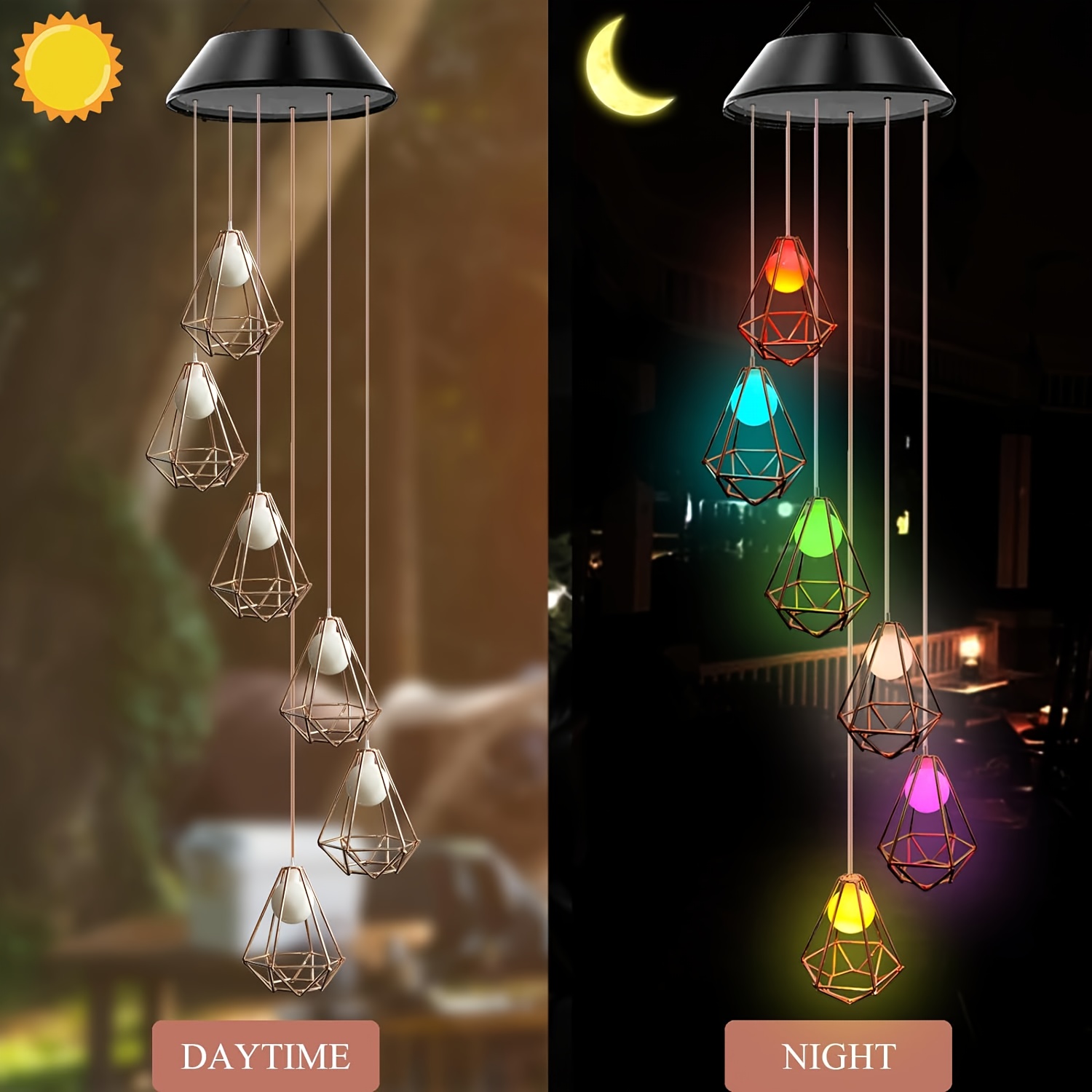 Solar Light String Color Changing Wind Chime Hanging Lamp - Temu