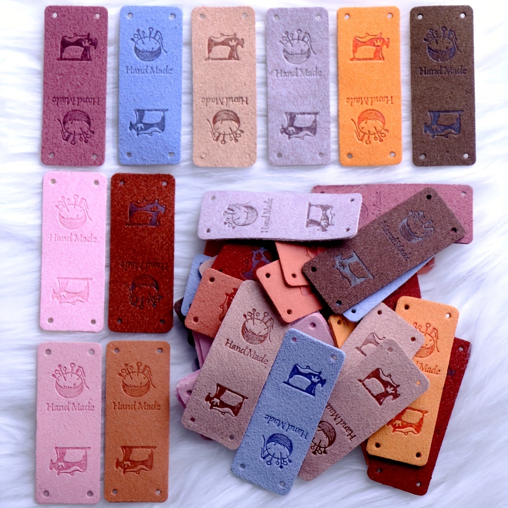 80 etiquetas de cuero hechas a mano para artículos de ganchillo, etiquetas  de cuero sintético personalizadas, etiquetas de ganchillo en relieve con