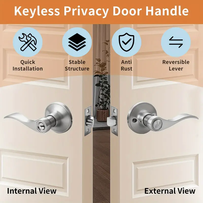 Keyless Privacy Door Lock Hardware Modern Interior Door - Temu