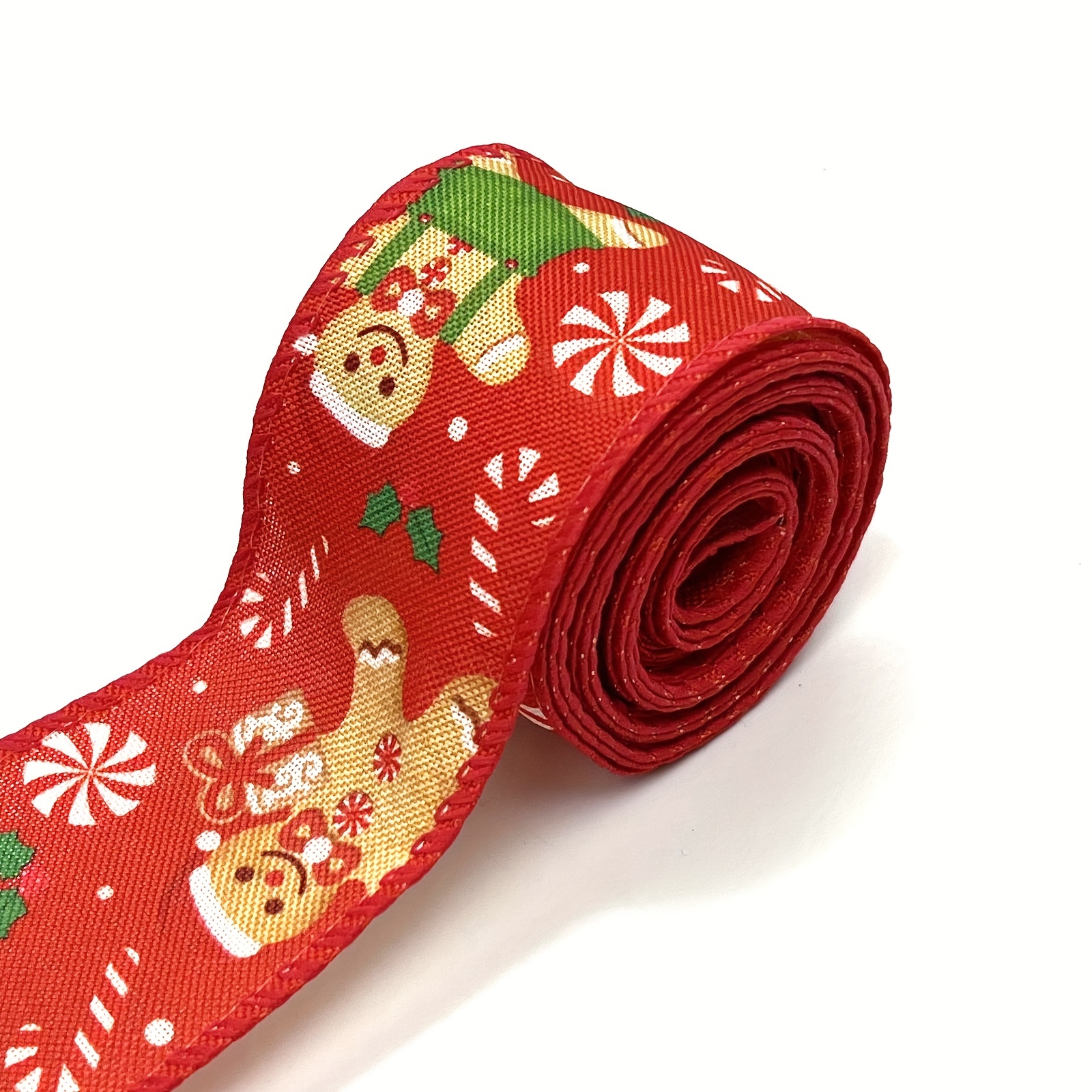 Gold Wired Edge Burlap Ribbon 2 inch by 11 yards Red