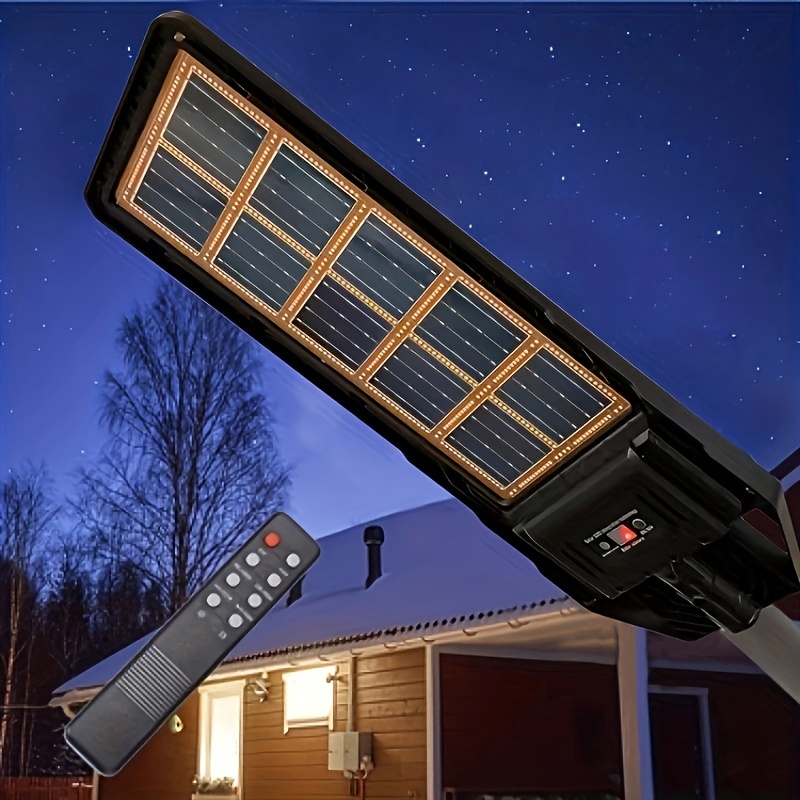 Projetor LED Solar 200W All-Black, Luz Quente 3000K / Luz Branca 6000K,  Sensor de Movimento - Luz Quente 3000K