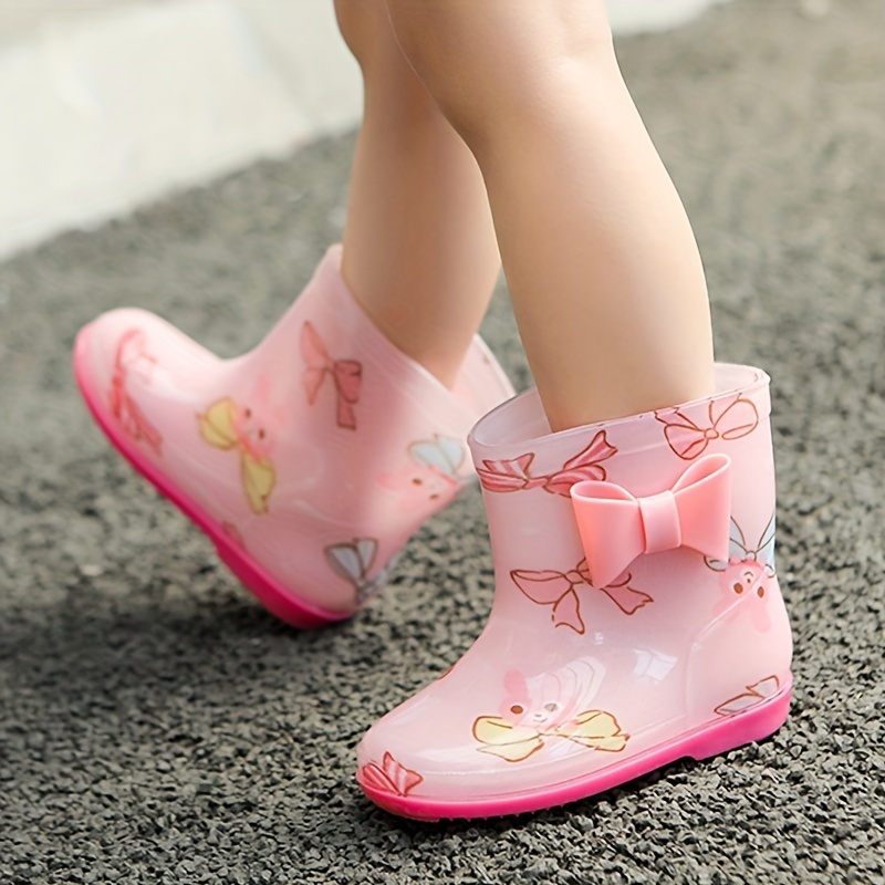 Chaussures de pluie pour enfants en PVC bottes de pluie pour b b fille Flower Bow