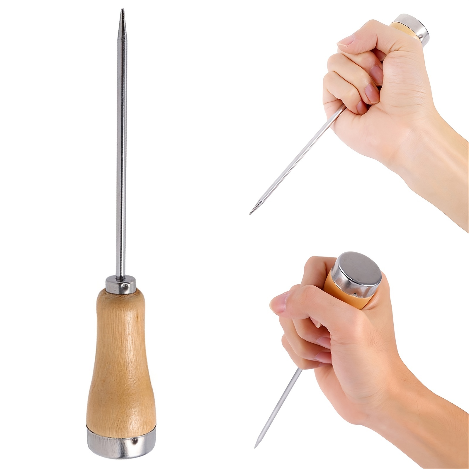 Stainless Steel Ice Pick with Wooden Handle Manual Ice Carving Tool Home Ice  Crushers Ice Cone Bar Bartender Tool Kitchen Tool