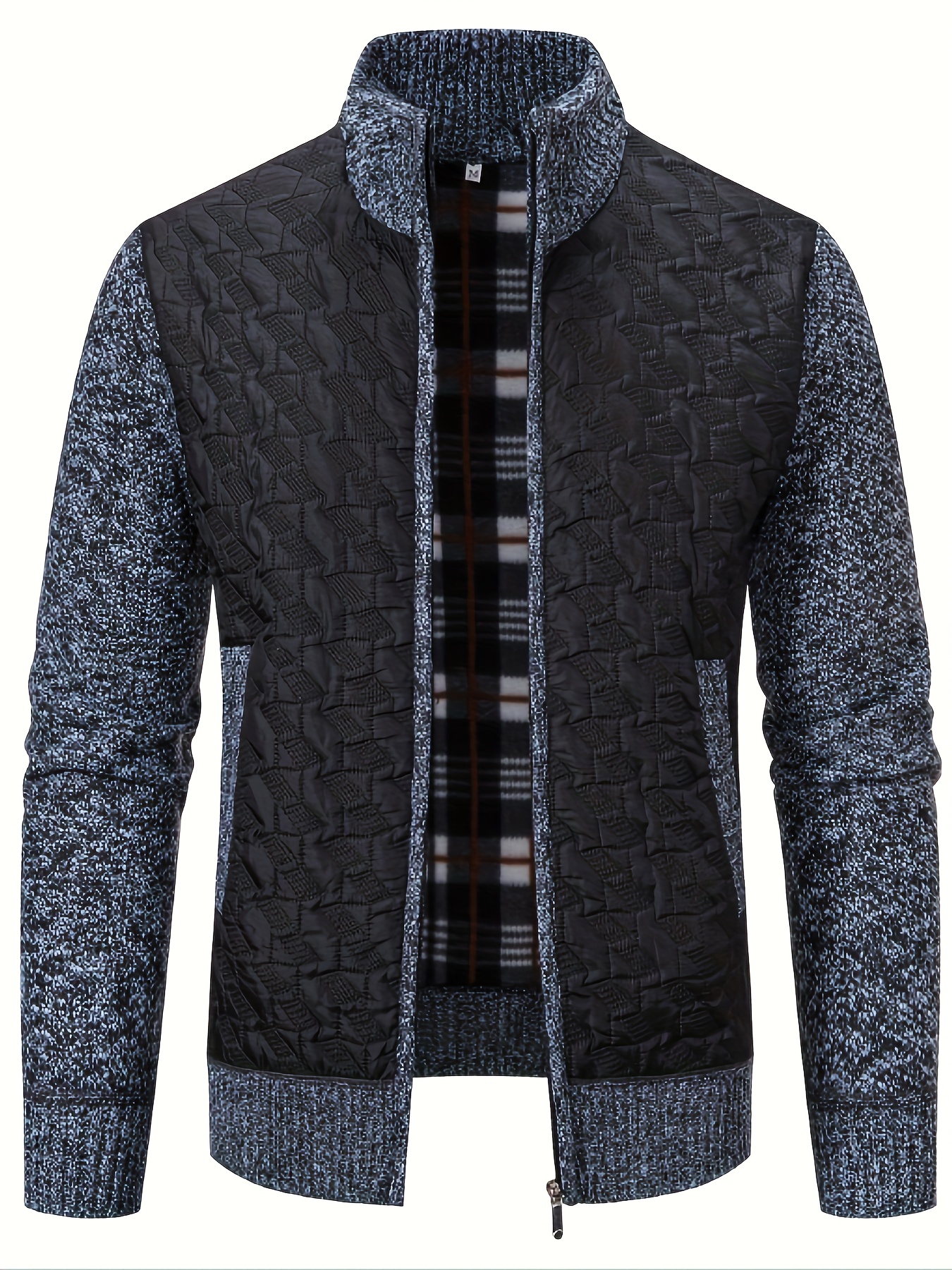 Cárdigan de lana para hombre con cremallera, suéter de punto de lana gruesa  casual de manga larga con bolsillos