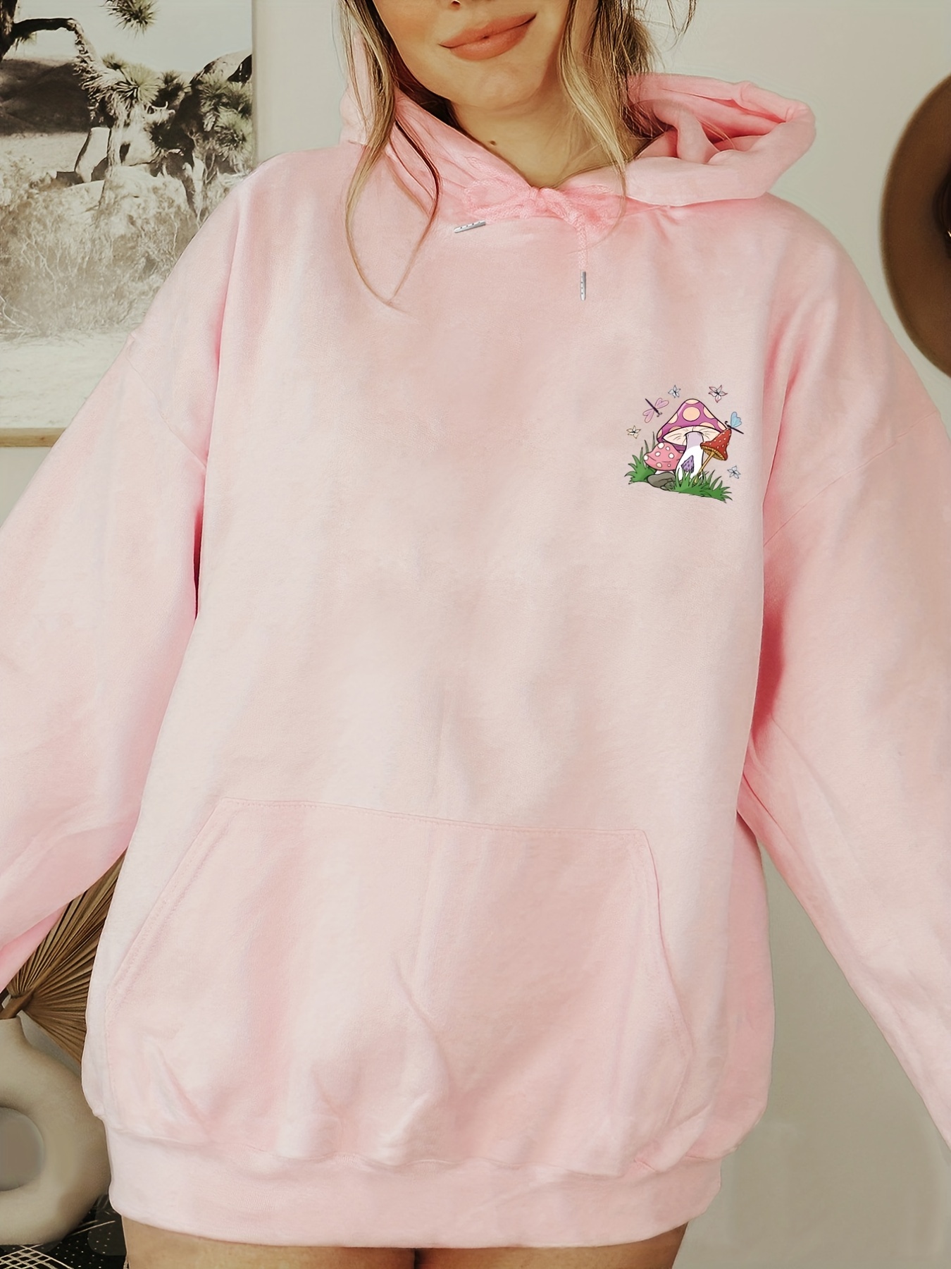 Sudadera Capucha Cordón Estampado Rosas Sudadera Capucha - Temu Mexico