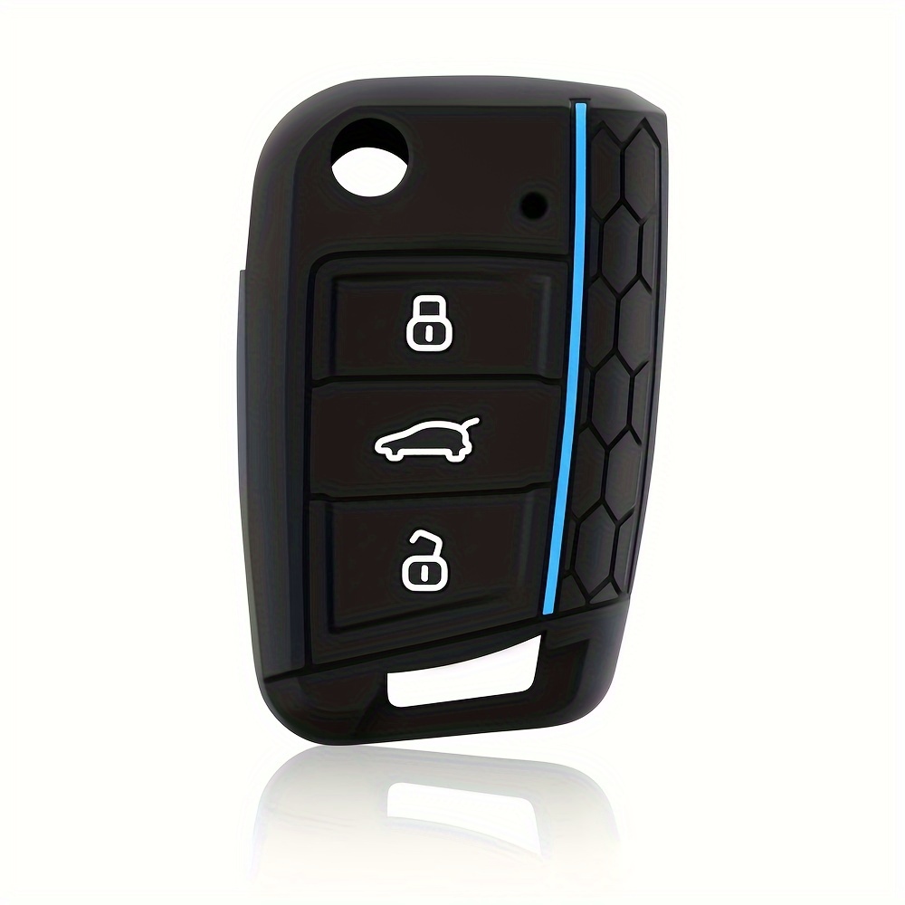 mt-key Schlüsseltasche Autoschlüssel Softcase Silikon Schutzhülle Lila, für  VW Polo Golf 7 VII GTI GTD GTE R 3 Tasten Klappschlüssel