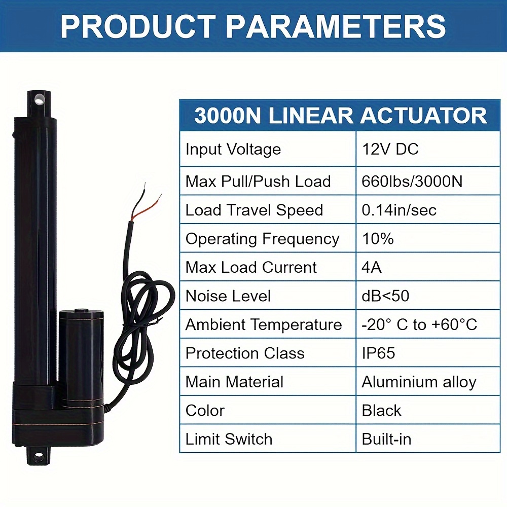 Actuador lineal 12V Actuador lineal eléctrico de alta resistencia 1500N  Carrera de 100 mm