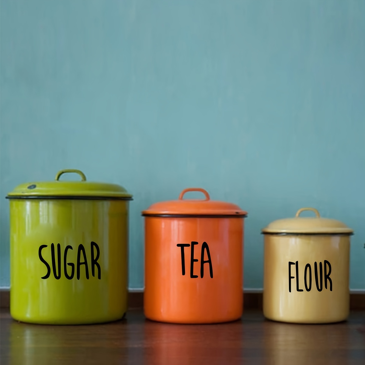 Coffee, Tea, Flour, Sugar Vinyl Art Decals For Canisters Pantry