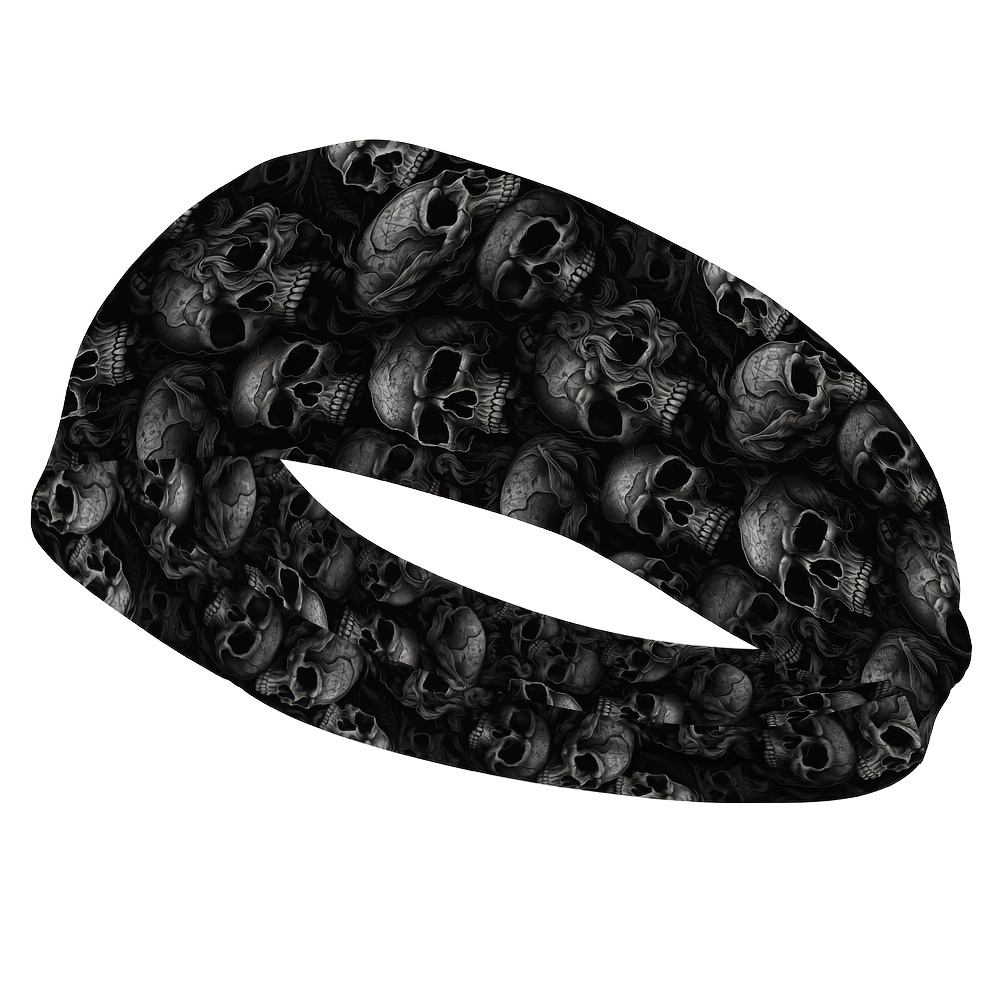 Image of 1pc Skull Pattern Fashion Headband Hair Hoop Sports Yoga Breathable Sweat-absorbent Headscarf Women's Fashion Hair Additions Headwear Daily Use