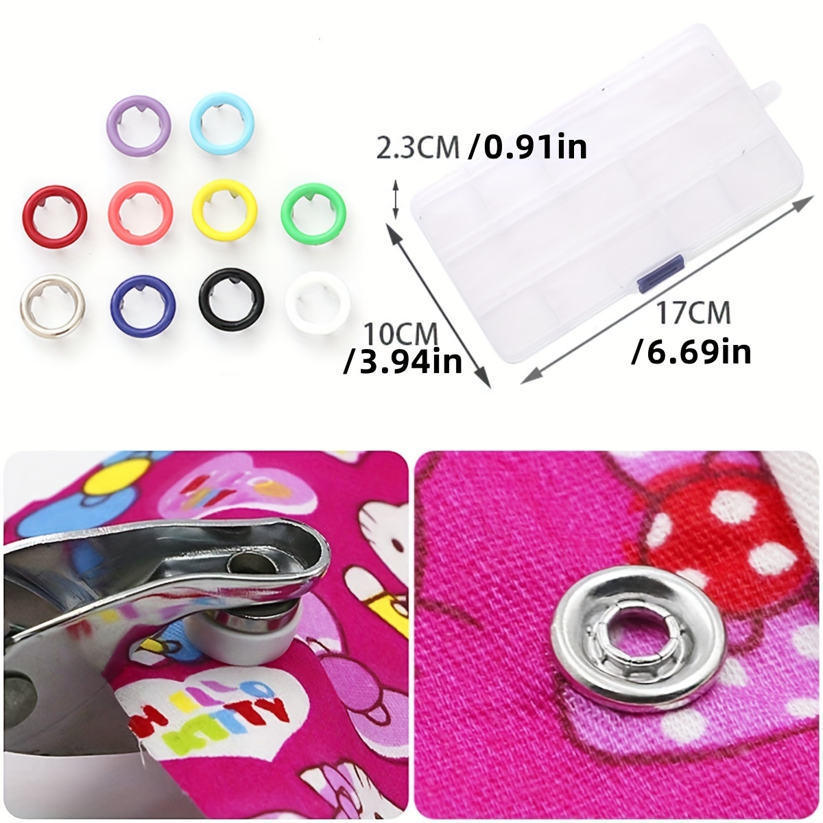 15mm Silver Back Snap Press Studs, Multicoloured Press Studs 4 Parts Snap  Fasteners Metal Snaps for Leather Craft, Jackets, Sewing, Purse 