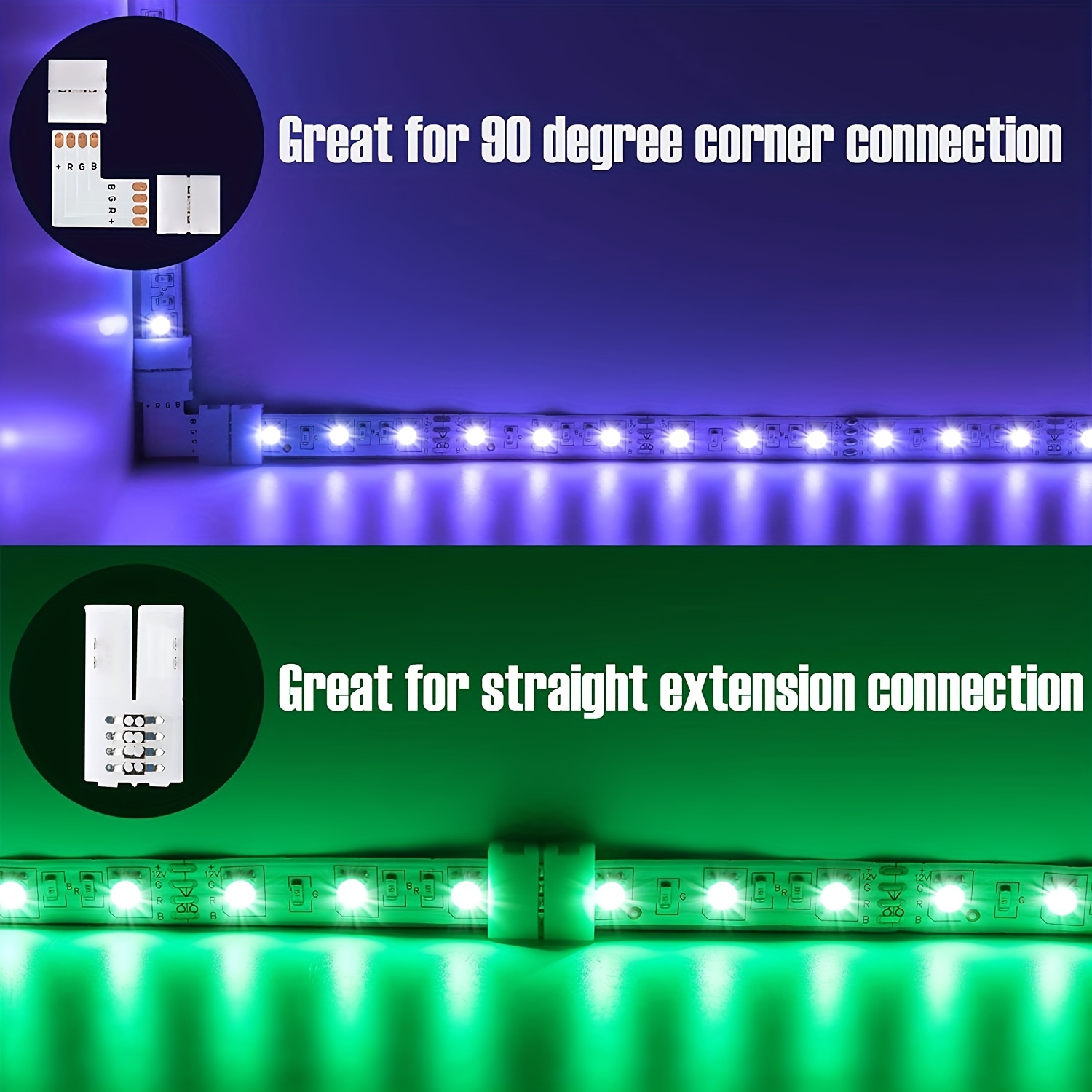 Connecteur de bande LED d'angle, angle droit de 90 degrés, 2