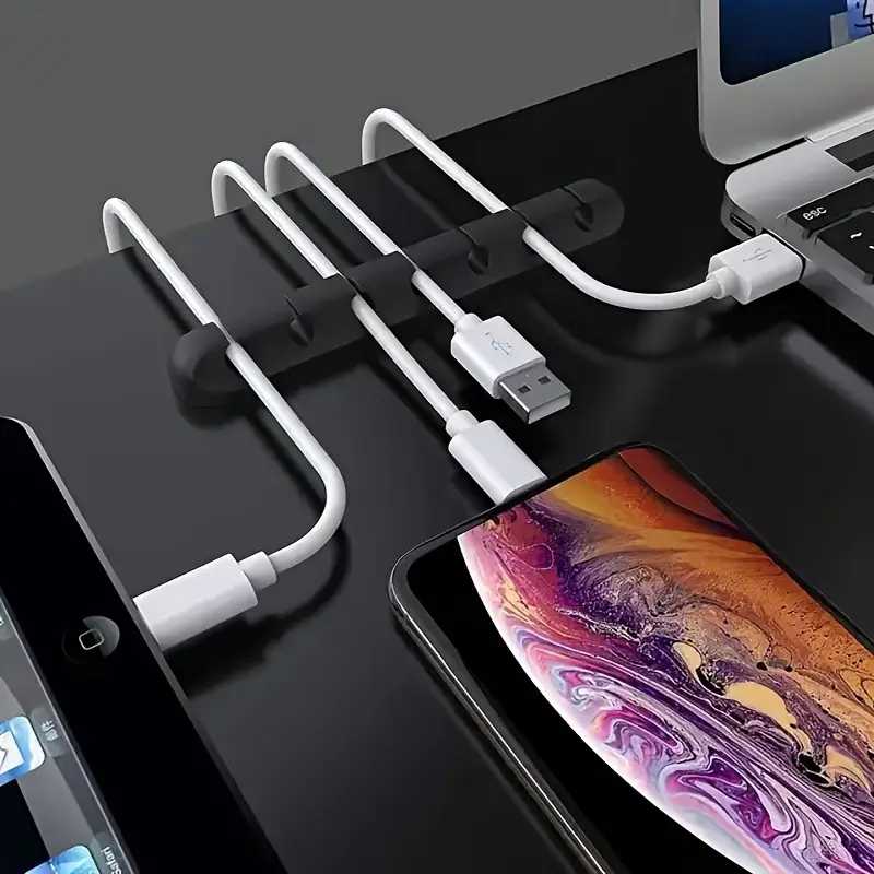 silicone self power cord mouse cable earphone winding device mobile phone charging cable desktop management clip silicone desktop cable manager details 0