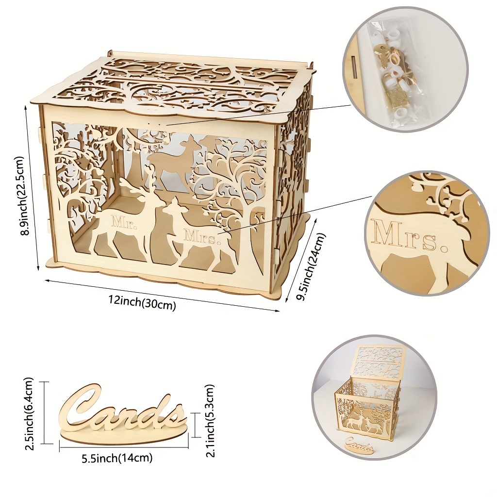 DIY Wedding Card Box with Lock Rustic Wood Card Box Gift Card