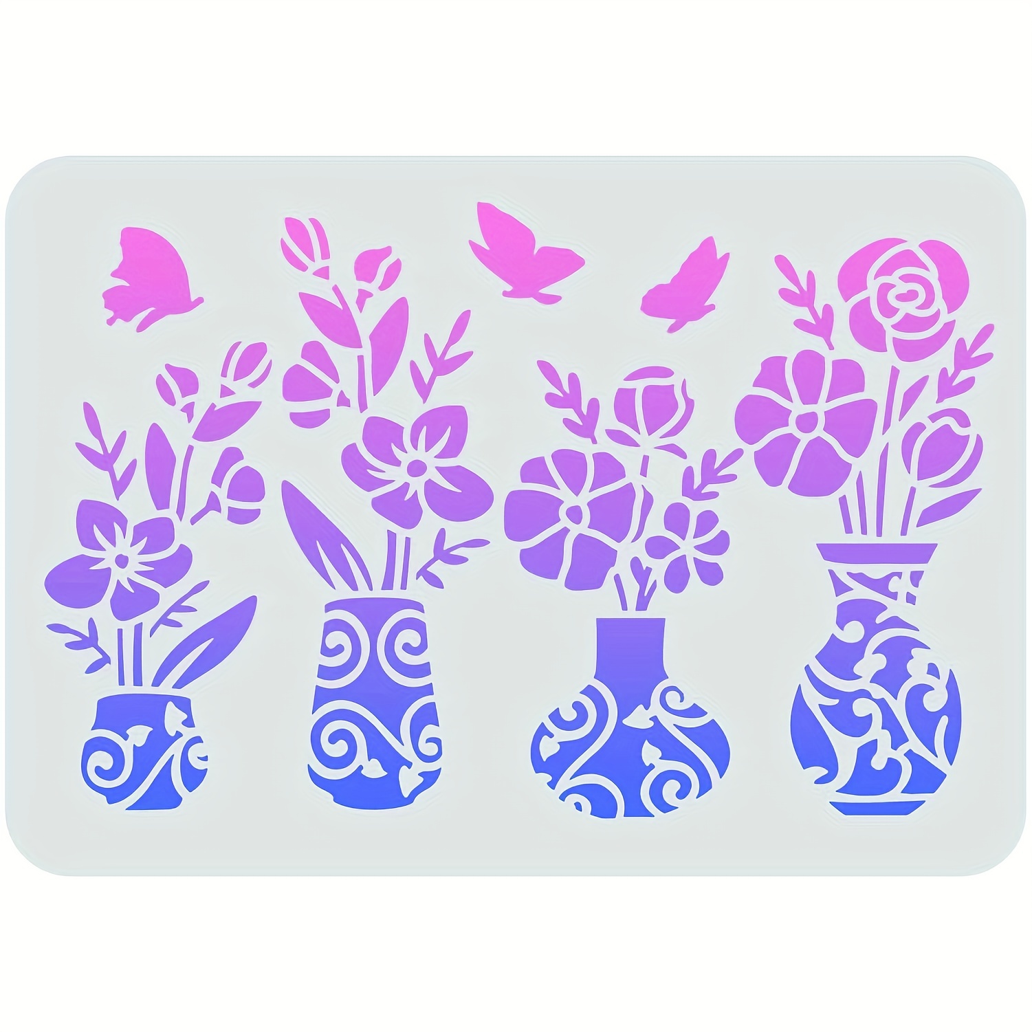 Blooming Flowers Stencil 11.7x8.3 Inch Classic Wild Flowers Border Painting  Template Reusable Stencil for Painting on Walls Furniture DIY Crafts Wood  Wall Home Decoration 