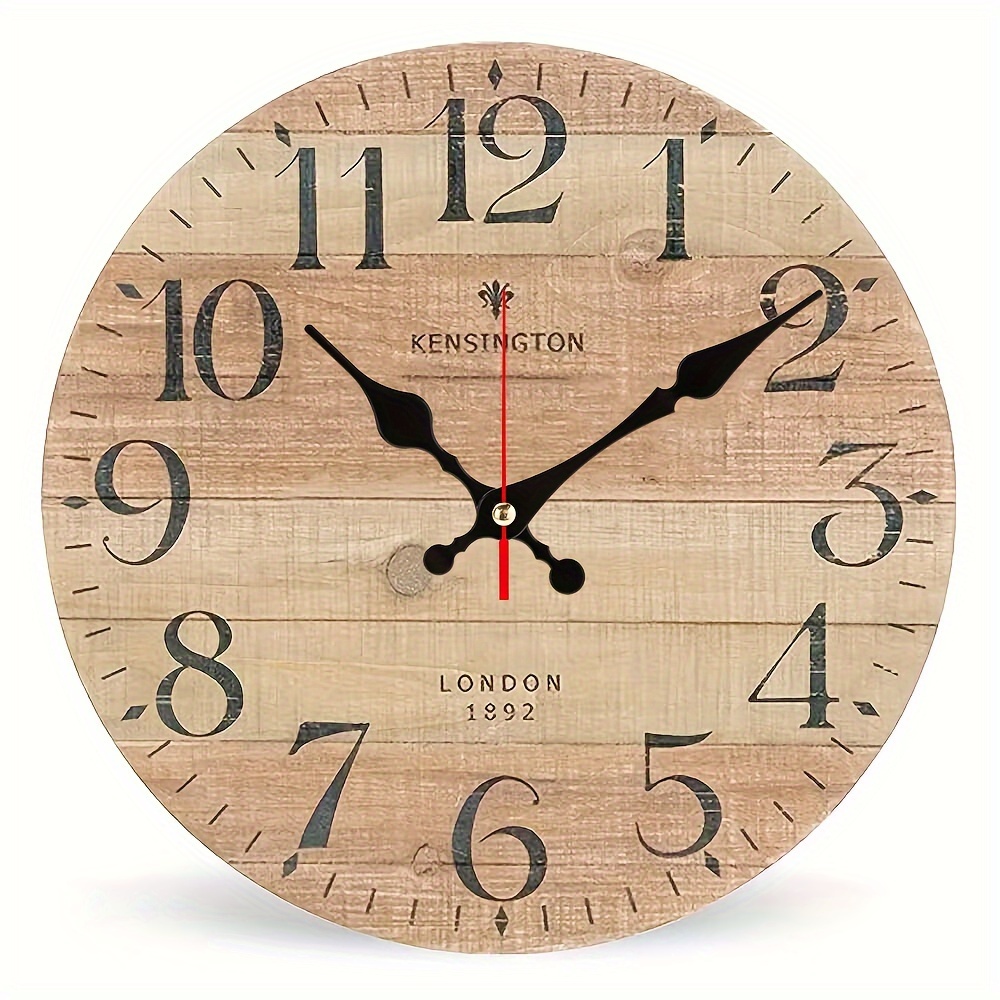Reloj de pared de madera silencioso colgante reloj redondo retro granja  pequeño pájaro azul cuarzo funciona con pilas relojes cocina salón  dormitorio