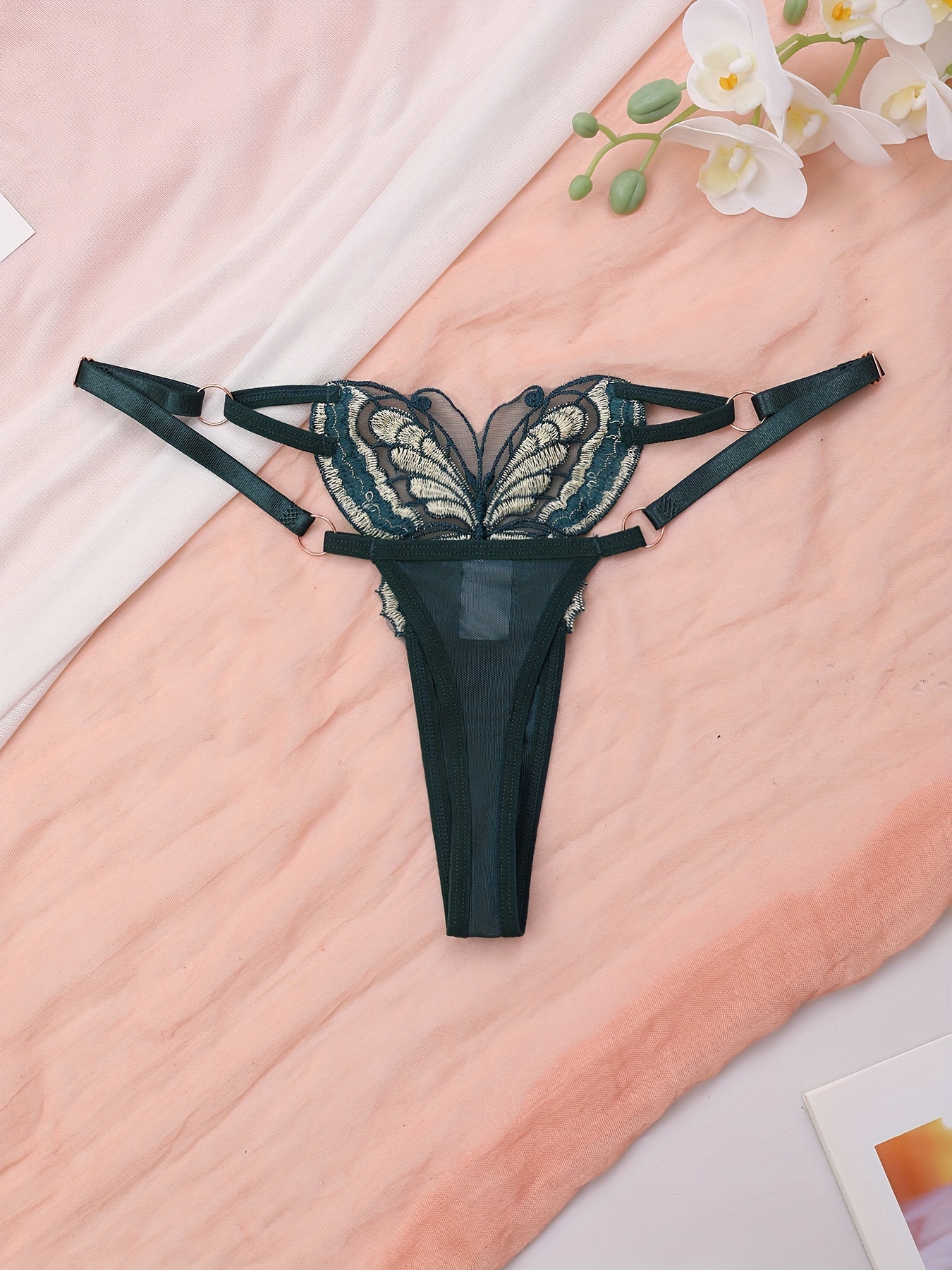 Women Sexy Panties Embroidery Butterfly Underwear Thong Lingerie G-string  Brief*