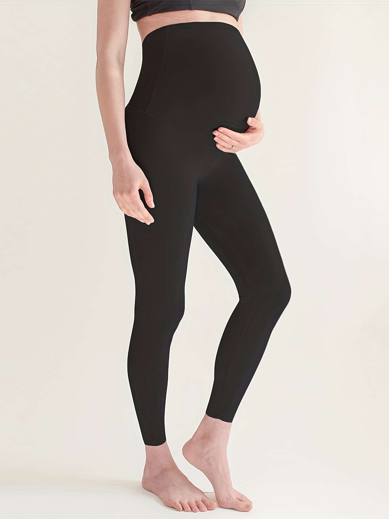 Comfy Stretchy High Waist Solid Tummy Support Maternity - Temu Canada
