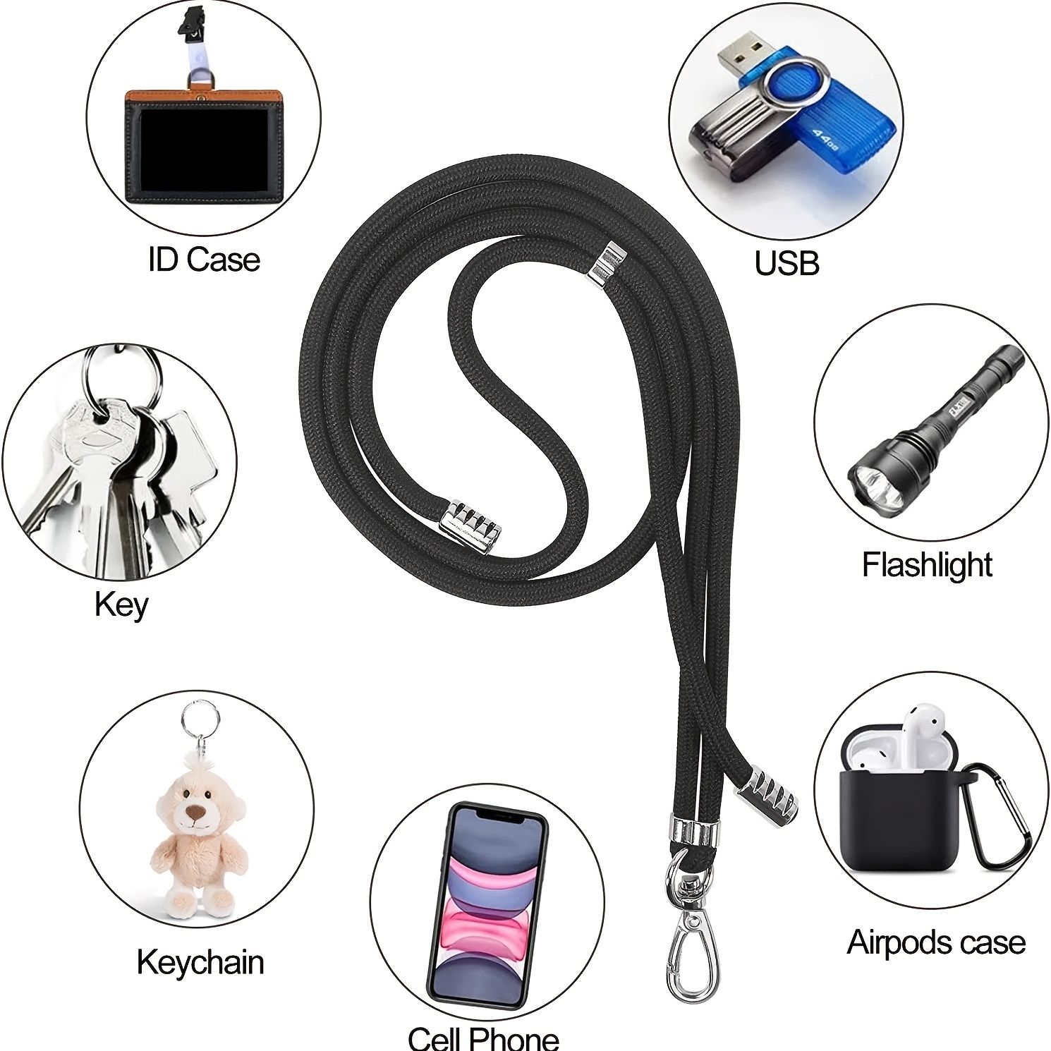 takyu Cordón universal para teléfono celular con correa ajustable de nailon  para el cuello, correa de seguridad compatible con la mayoría de teléfonos