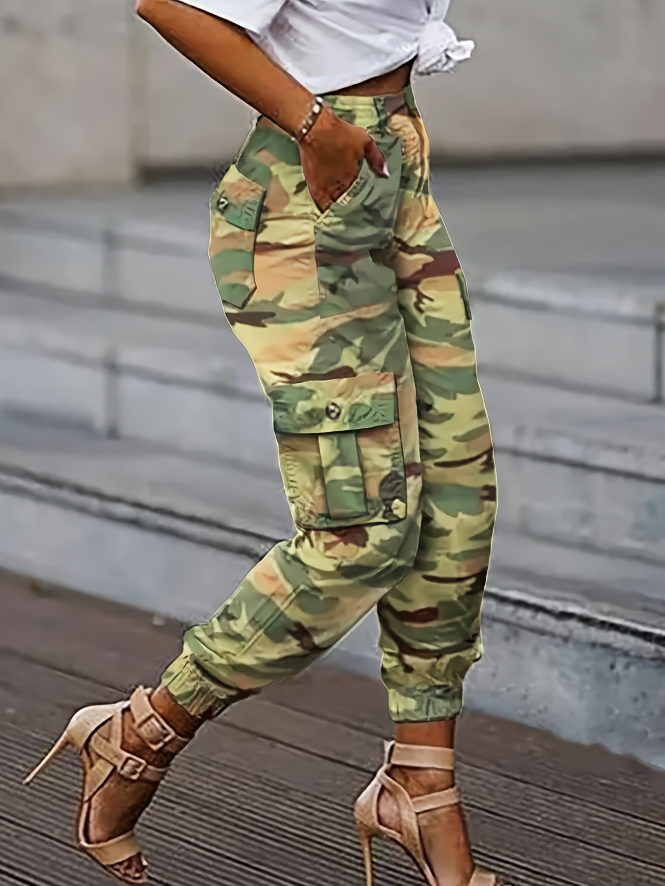  Womens Casual High Waisted Jogger Cargo Pants with