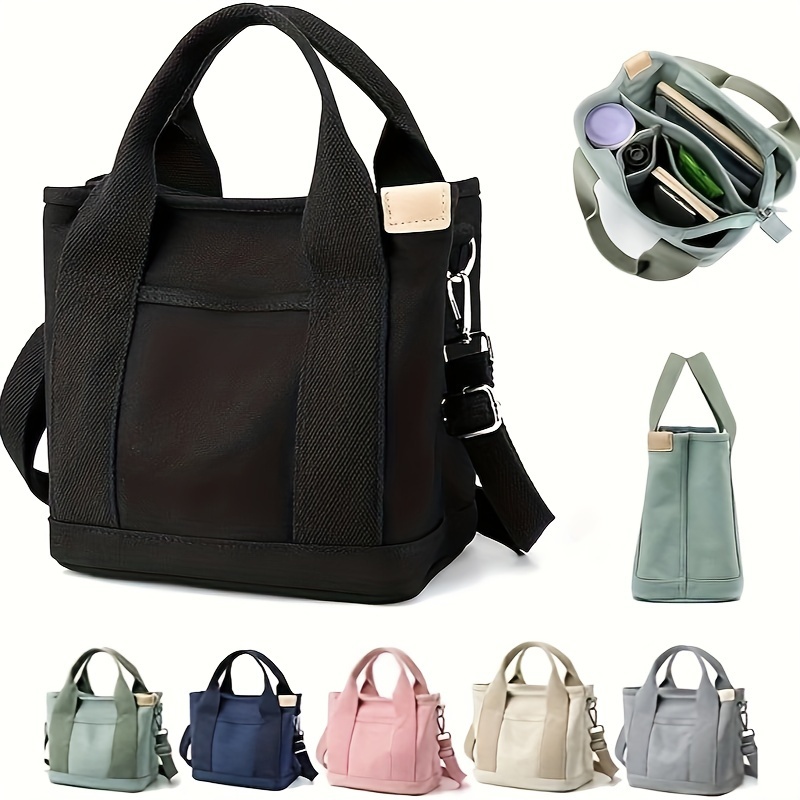 Mini Canvas Tote Bag With Top Handle, Multi Pockets Crossbody Bag, Portable  Lunch Box Storage Bag