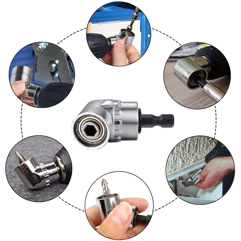 Right Angle Drills 105 Degrees Angle Extension Power Screwdriver Drill  Attachment 1/4 inch Hex Magnetic Bit Screwdriver Socket Holder Adapter