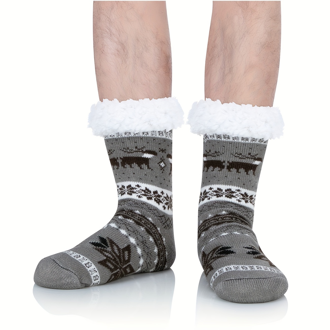 Fleece lined Socks Men Thickened Warm Soft Socks Gripper - Temu