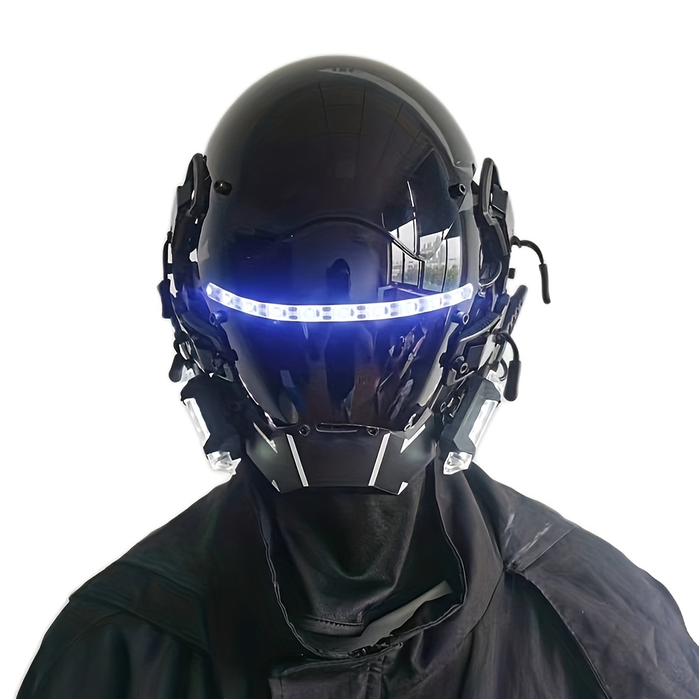 Máscara Cyberpunk De Moda Para Hombres, Máscara Luminosa De Disfraz De  Barra De Luz LED Fresca, Casco De Máscara De Ciencia Ficción Futurista  Hecho A