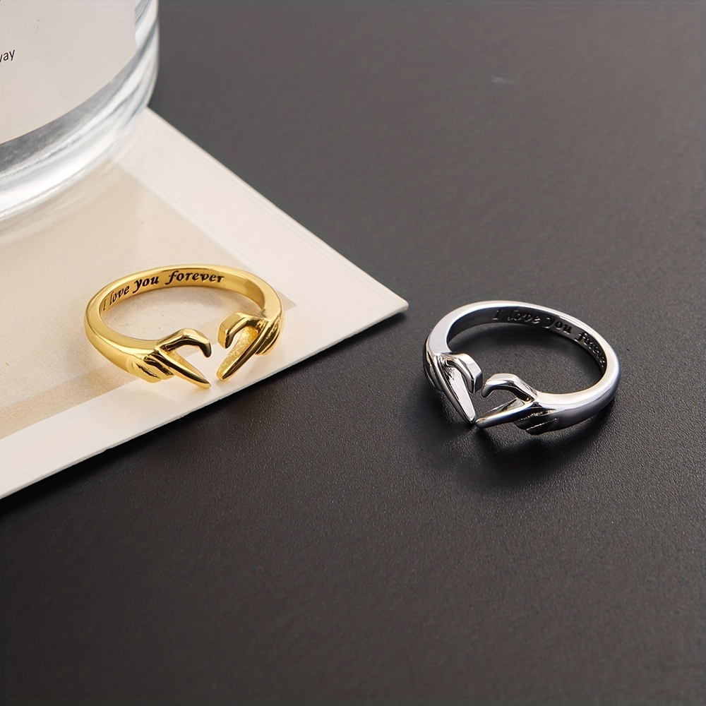 Heart Shape Opening Couples Ring Men's Alloy Band