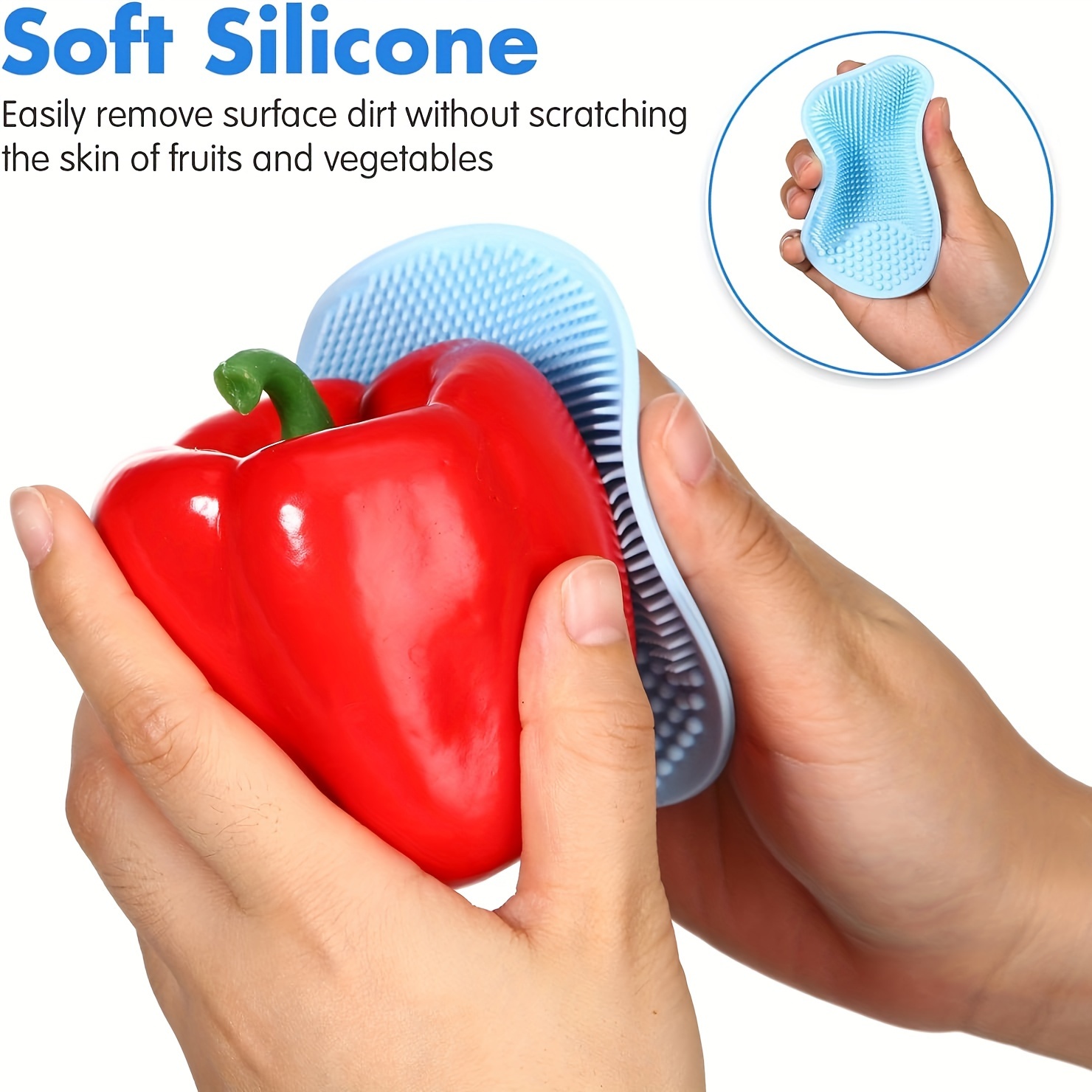 2pcs/set Multifunctional Fruit And Vegetable Brush, Silicone Dish