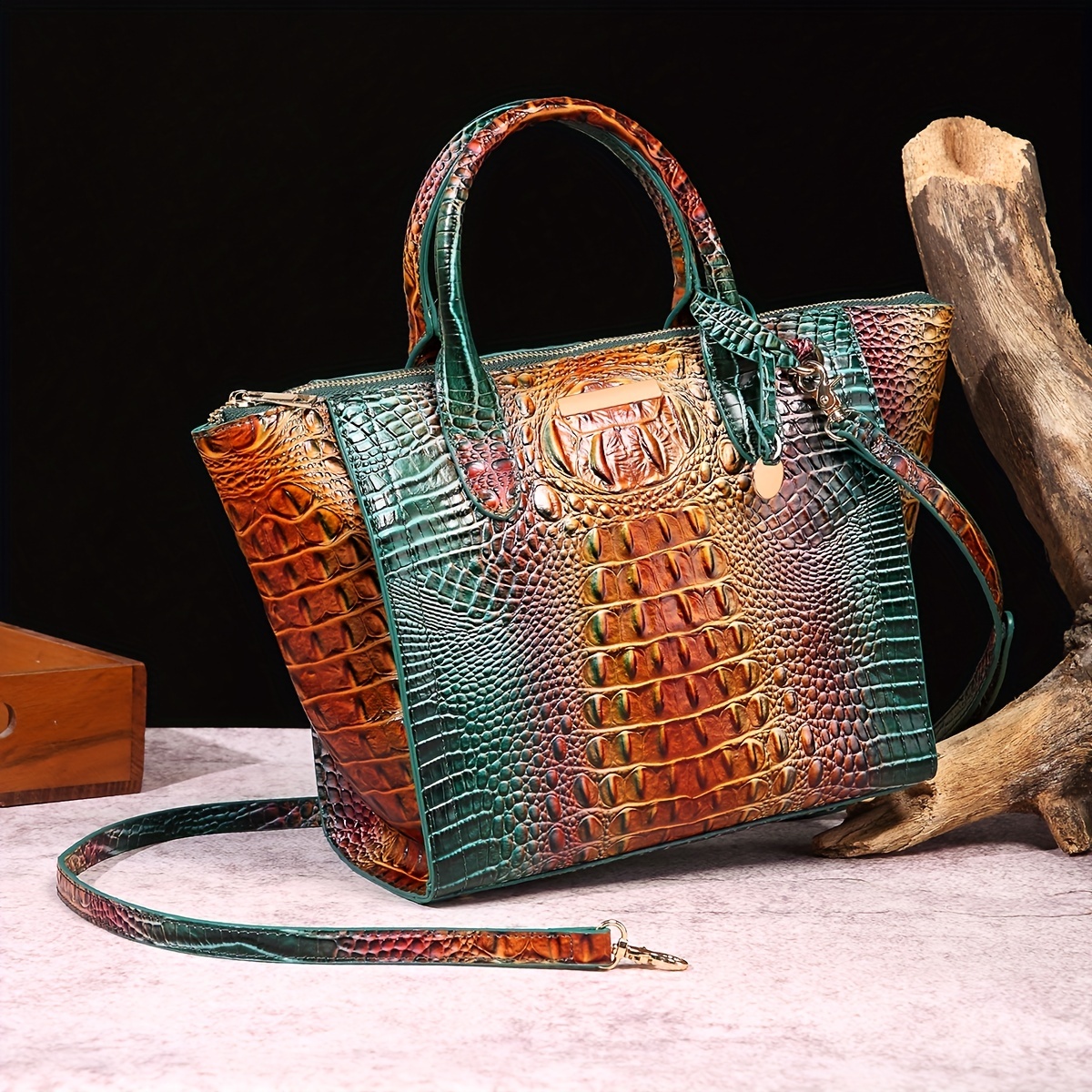 Women Vintage Classic Crocodile Pattern Handbag Tote Bag Shoulder Bags Top  Handle Satchel (Red) : : Beauty