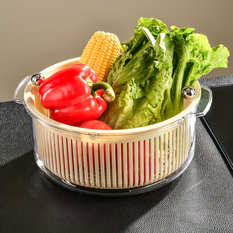 Rotating Double layer Drain Basket Kitchen Storage
