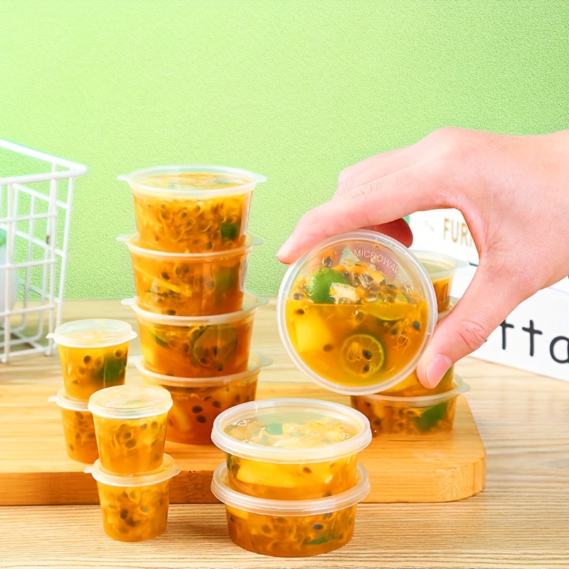 50pcs Disposable Sauce Cup Takeaway Food Containers Box with Lids