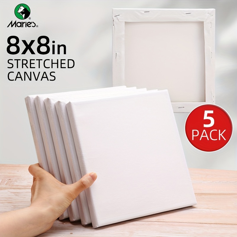 

5pcs 8x8" Stretched Canvas Blank - Primed White Canvas Art Supplies For Acrylic, Oil, And Acrylic Pouring Painting, Perfect For Adults, Students, Beginners & Professionals, Small Size 20 X 20 Cm