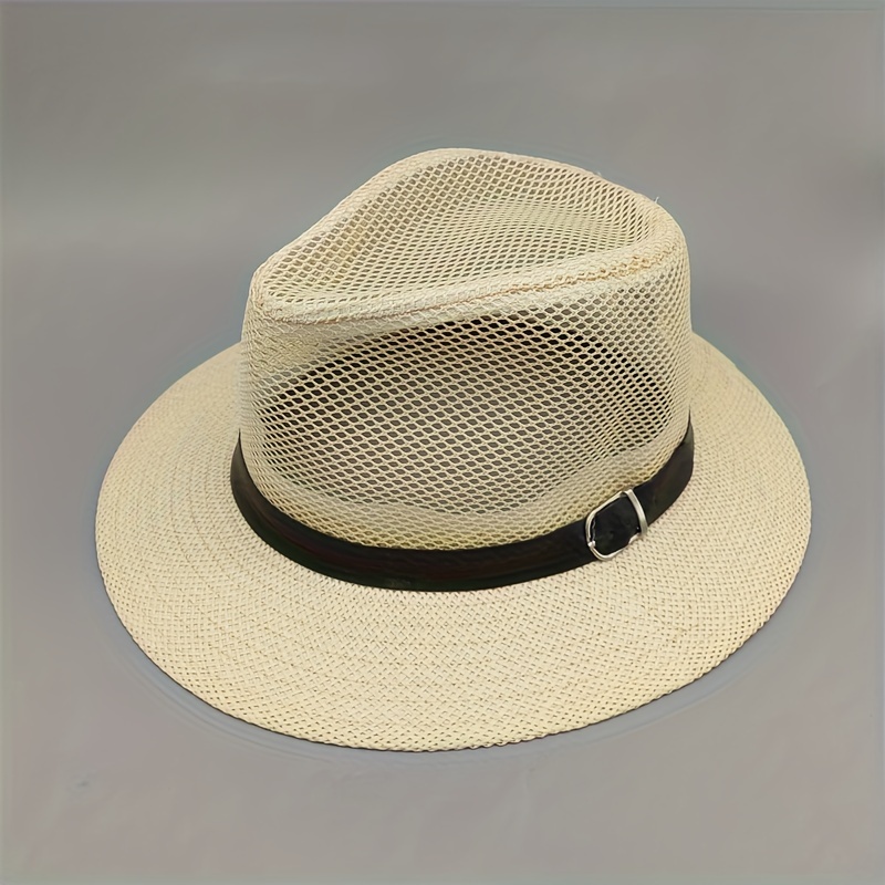 Mesh Breathable Panama Hats Solid Color Unisex Straw Hat - Temu