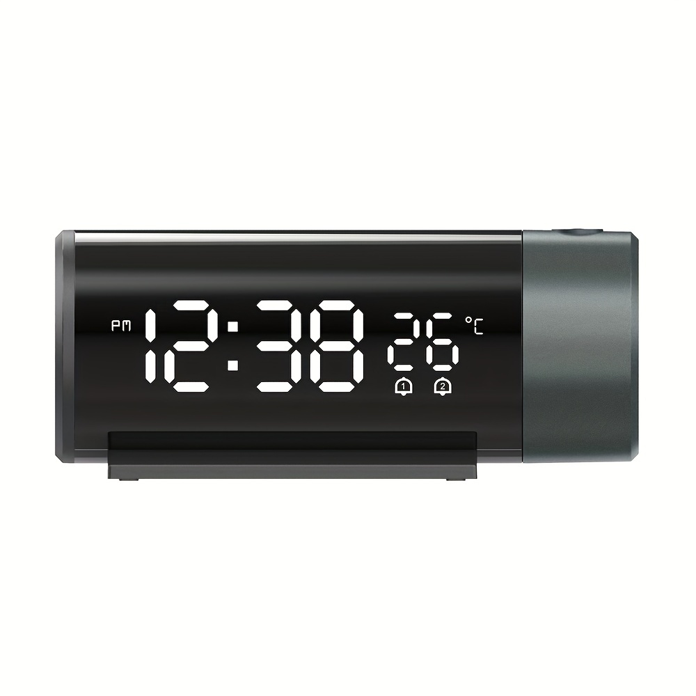 Reloj despertador digital con proyector para dormitorio, para proyección en  pared y techo, atenuador, repetición, cargador USB, enchufable, respaldo