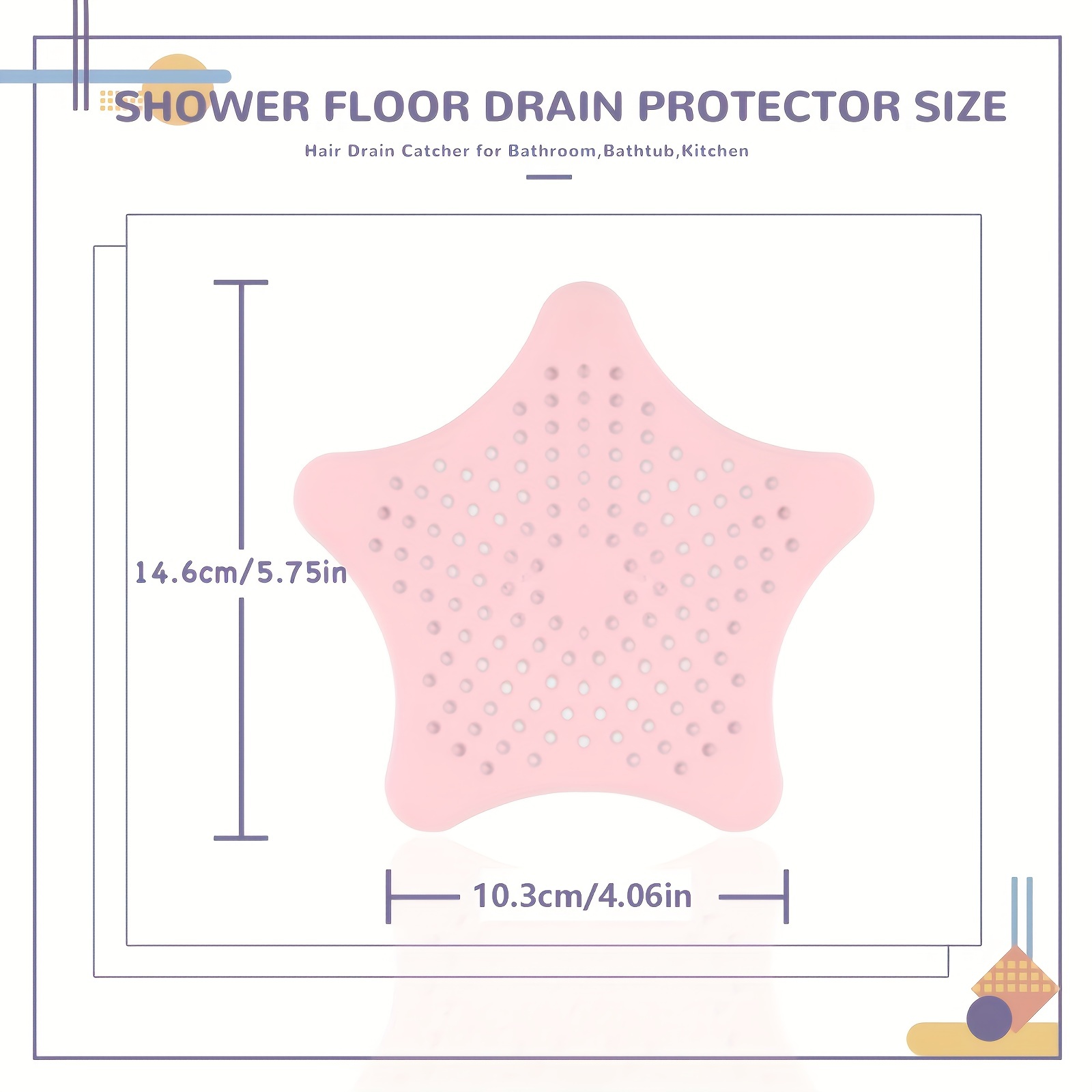 1pc Random Color Star Shape Drain Hair Catcher For Kitchen Sink, Bathroom  Shower Floor Drain And Drain Stopper