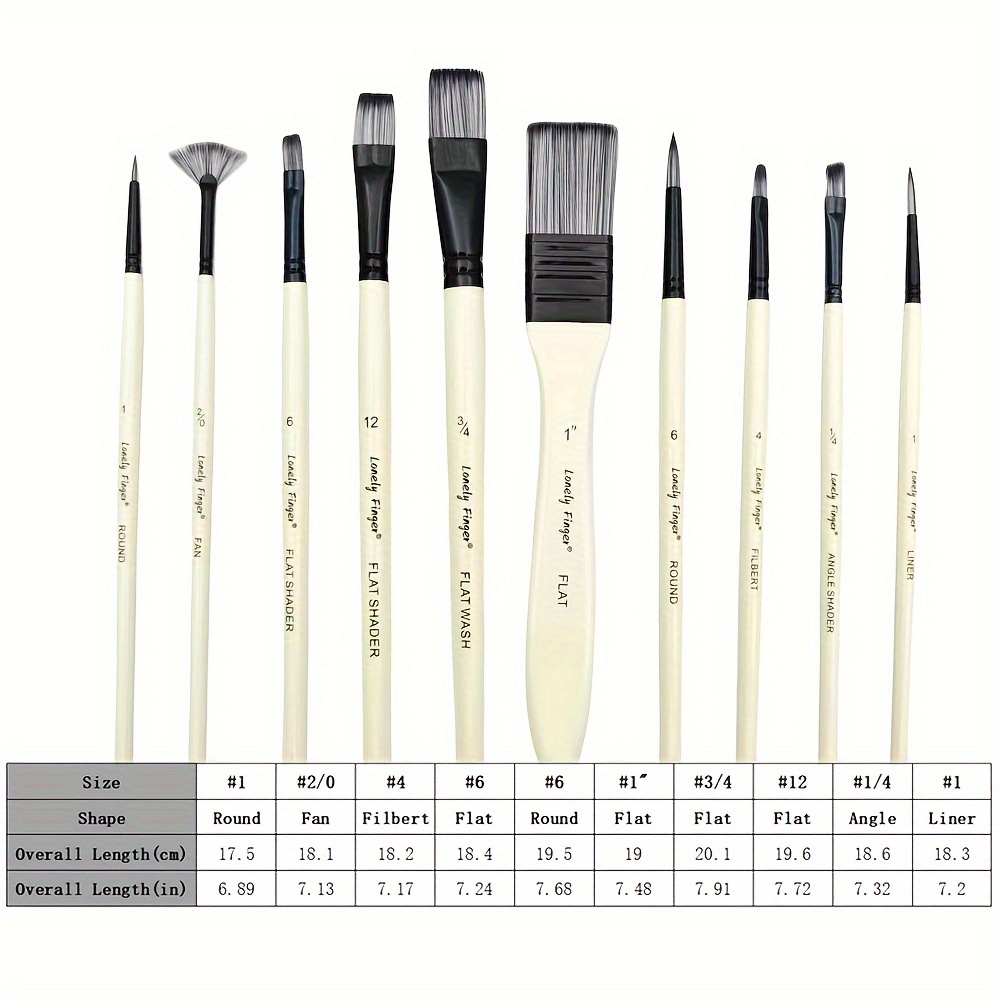 10pcs Artist Paint Brushes Carrying Case Set for Watercolor