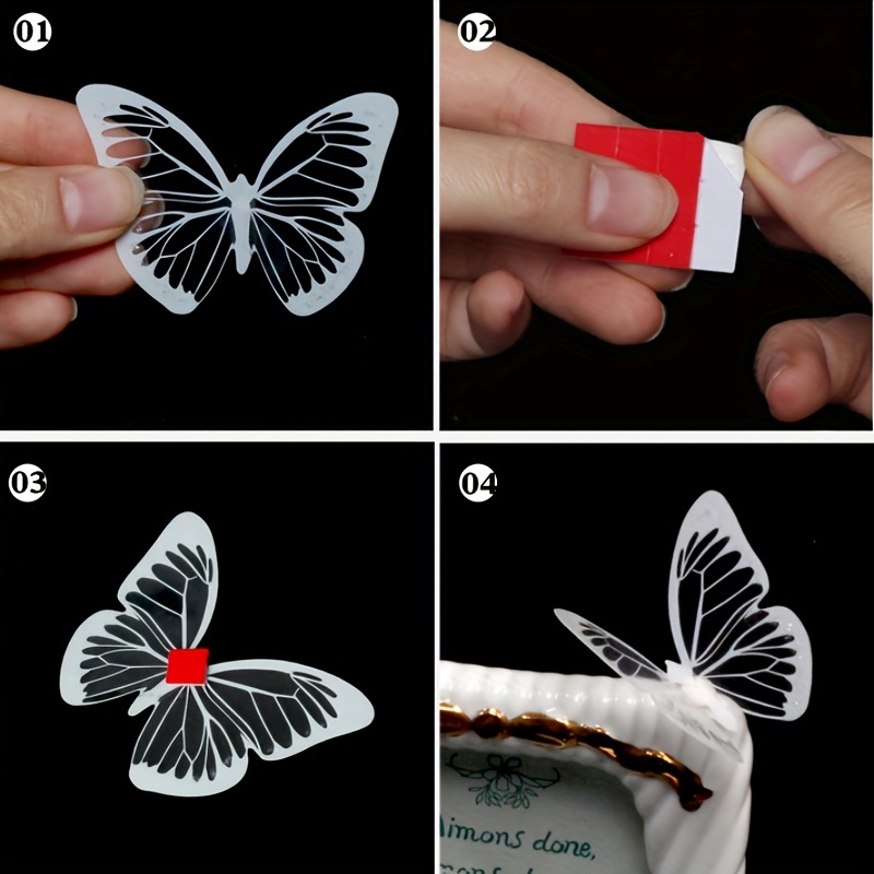 Black And White Butterfly Stickers 3d Stereo Simulation - Temu