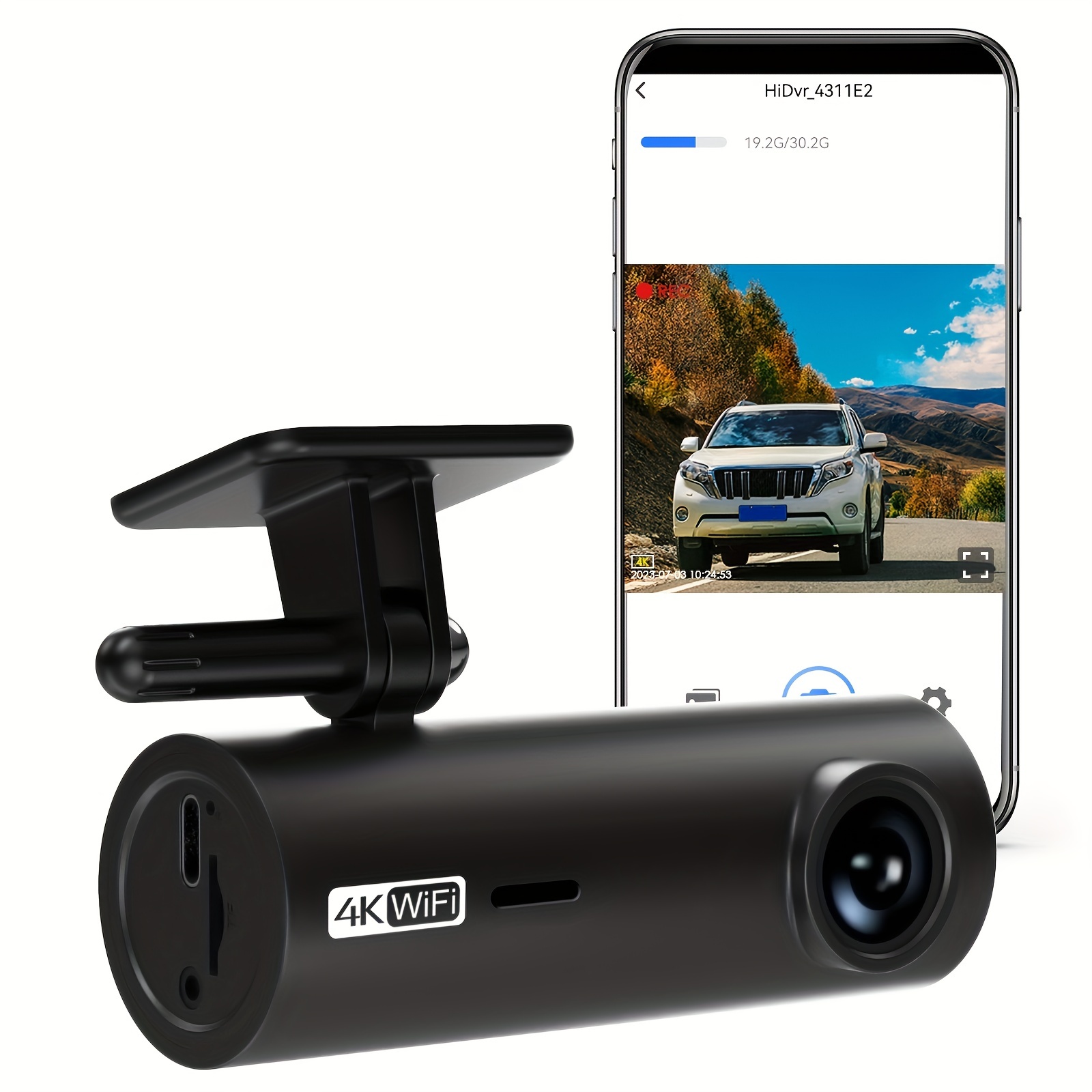 4K WIFI GPS Dash Cam Front And Rear, Double Objectif Caméra De Bord Sans Fil  Pour Voitures Écran 2,45, G-sensor, Enregistrement En Boucle, Moniteur De  Stationnement 7/24H - Temu France