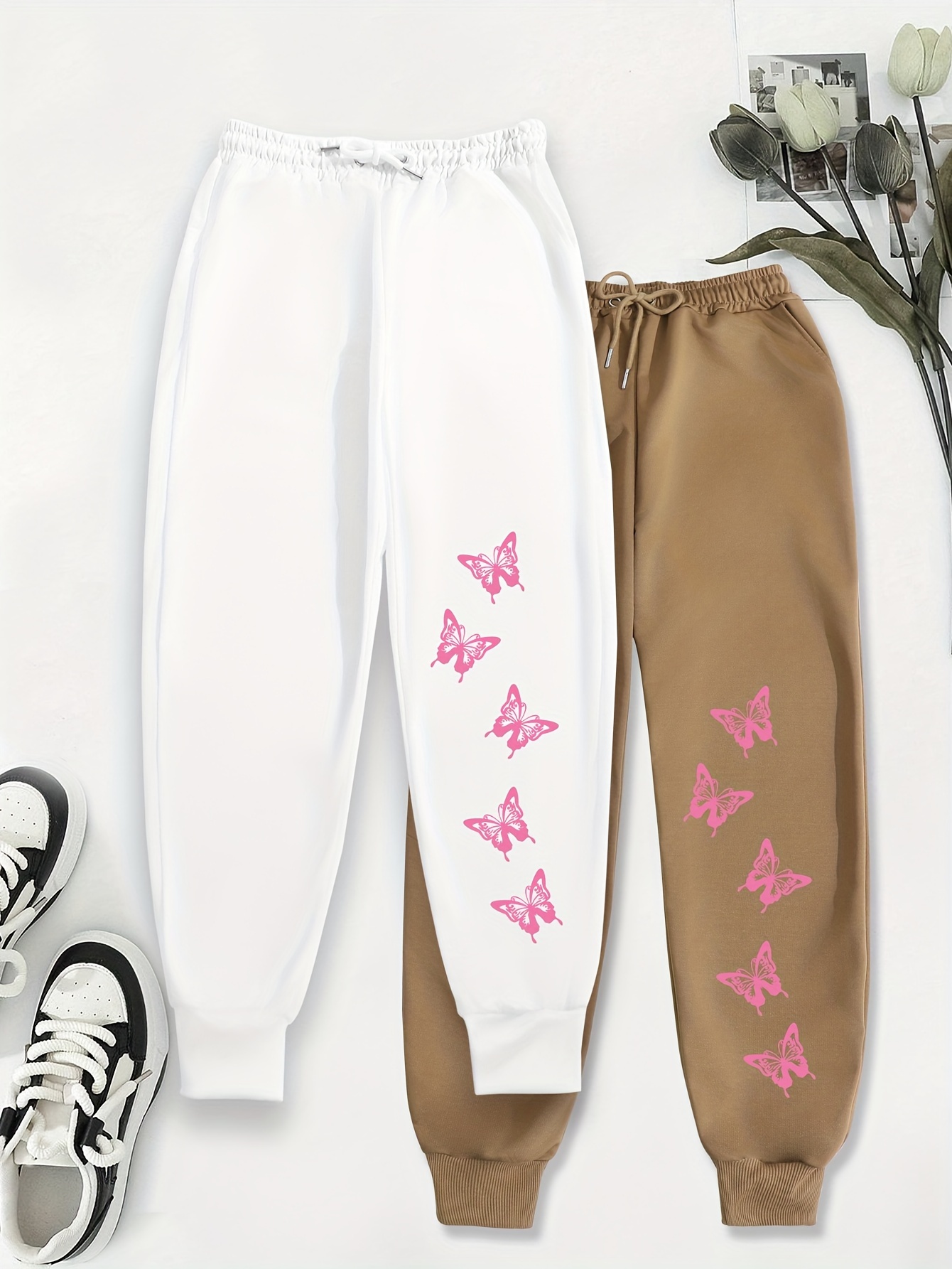 Butterfly print joggers sale